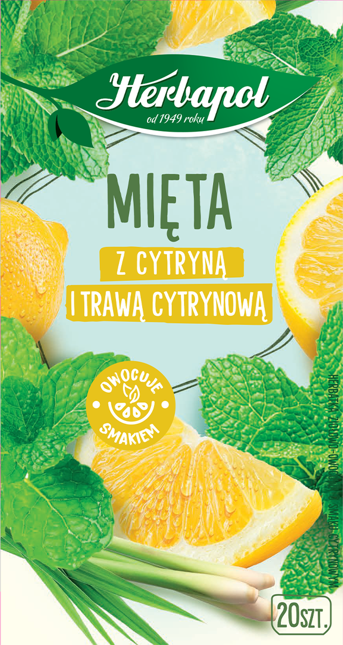 Herbapol Herbatka Ziołowo-Owocowa O Smaku Mięta Z Cytryną I Trawą Cytrynową 20X1,5G
