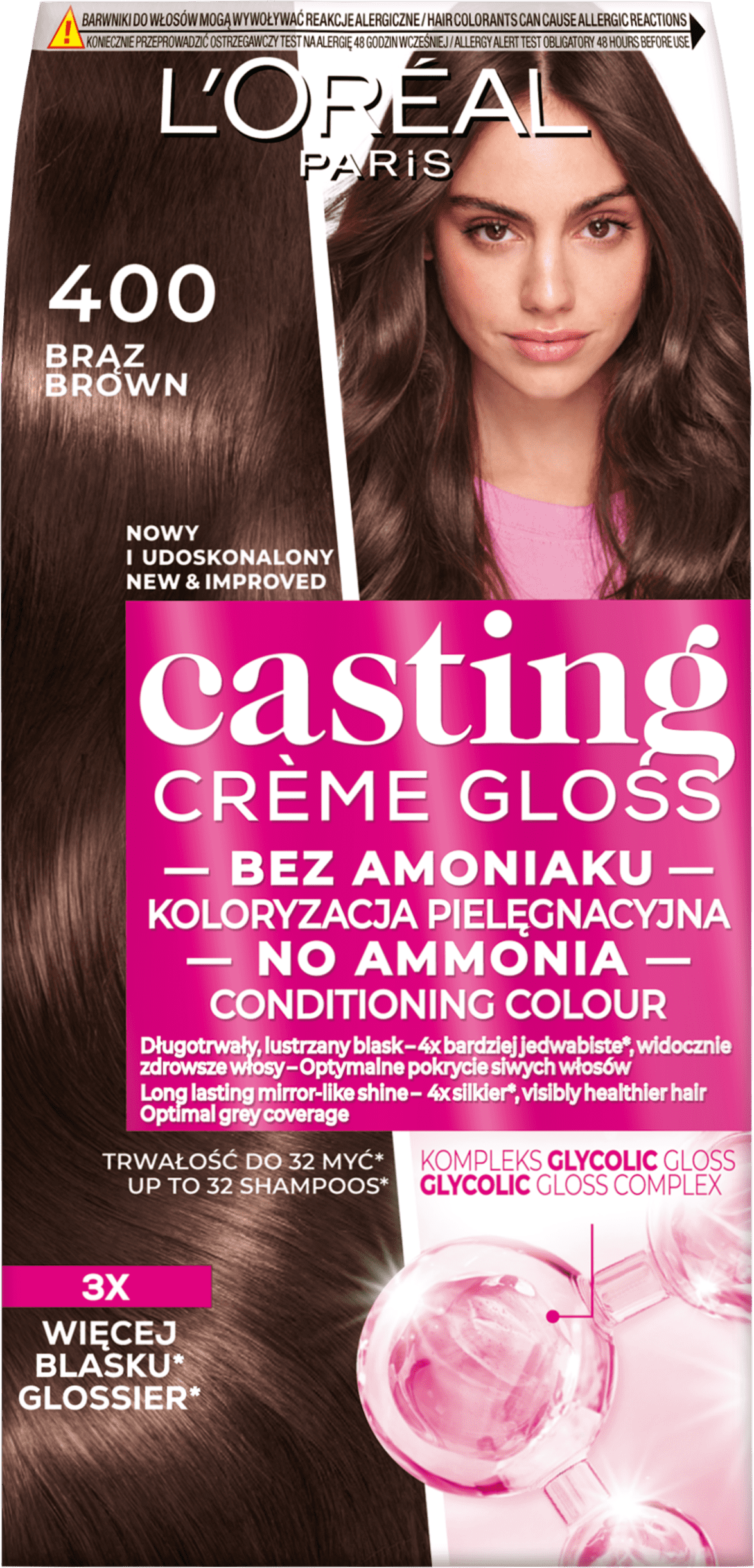 L'Oréal Paris Casting Crème Gloss Farba Do Włosów 400 Brąz 180 Ml