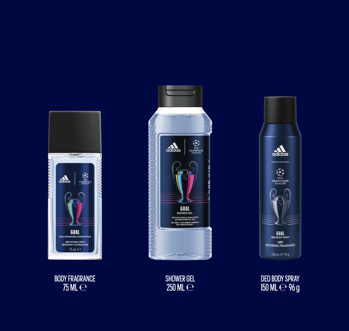 Adidas Uefa 11 Dezodorant W Naturalnym Sprayu 75 Ml + Dezodorant Zapachowy 150 Ml + Żel Pod Prysznic 250 Ml