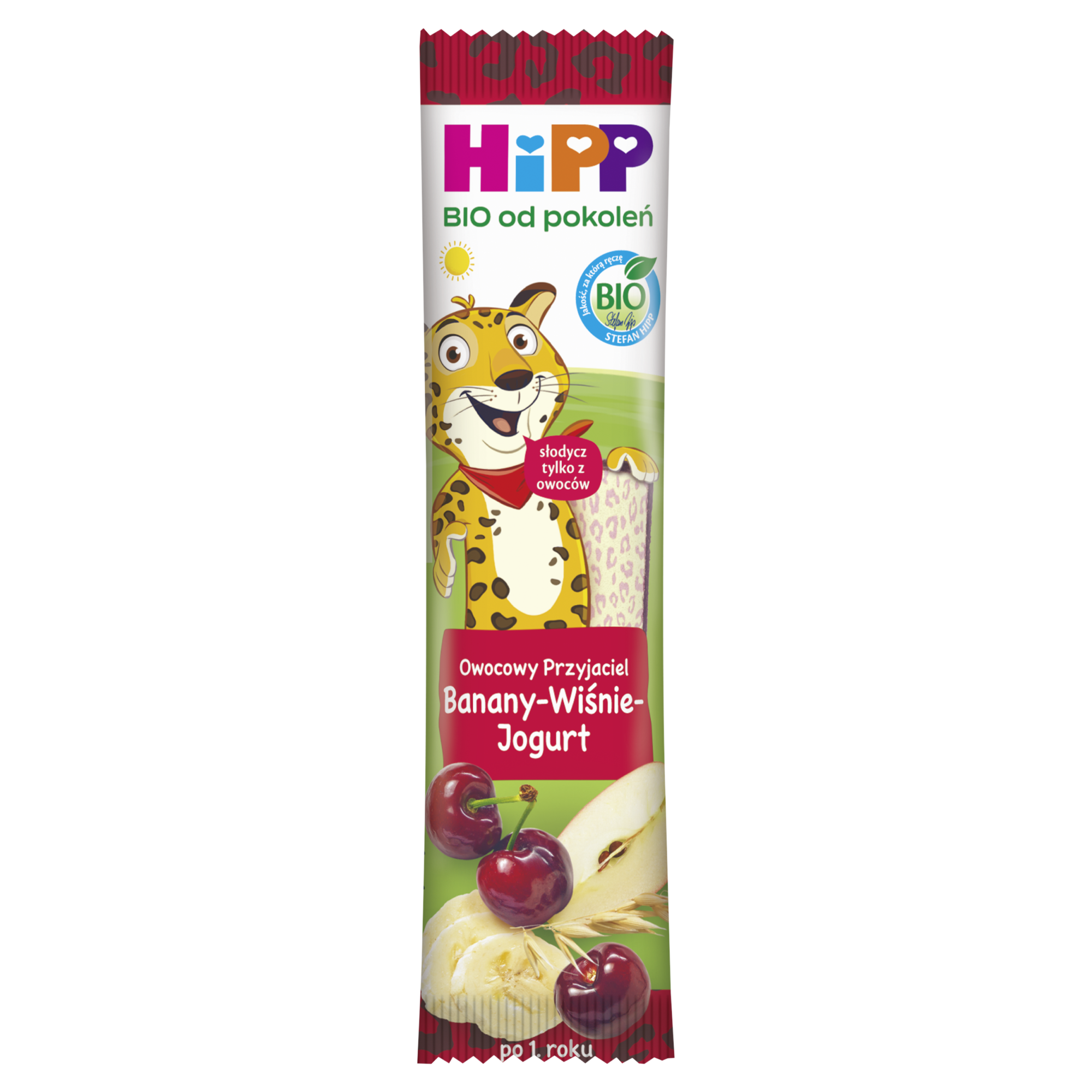 Hipp Batonik Owocowy Przyjaciel Banany-Wiśnie-Jogurt Bio, Po 1. Roku, 23 G