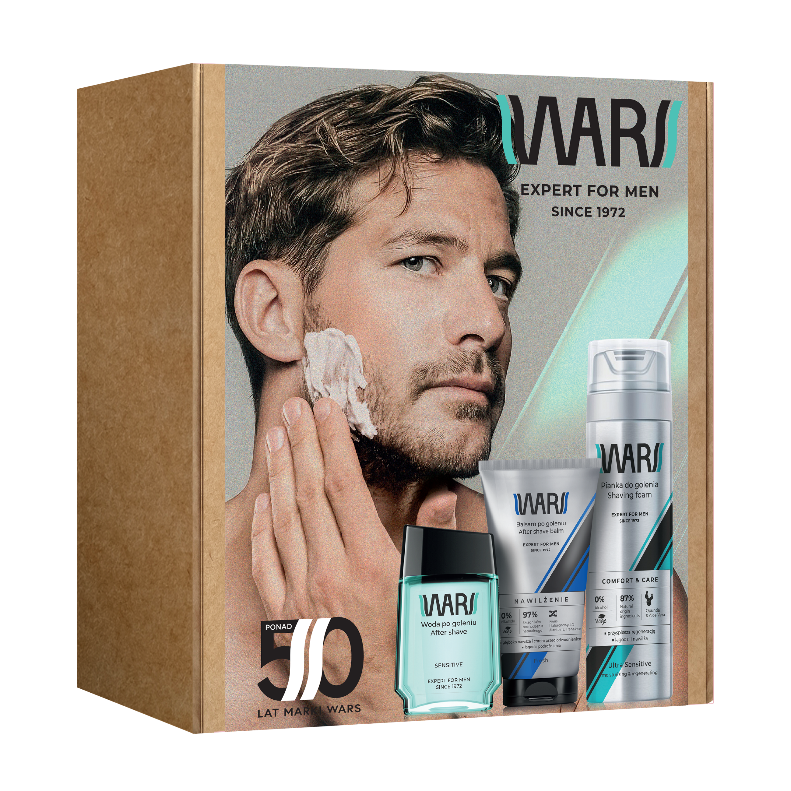 Wars Expert For Men Zestaw Upominkowy Sensitive (Balsam 125Ml + Pianka Do Golenia 200Ml + Woda Po Goleniu 90Ml)