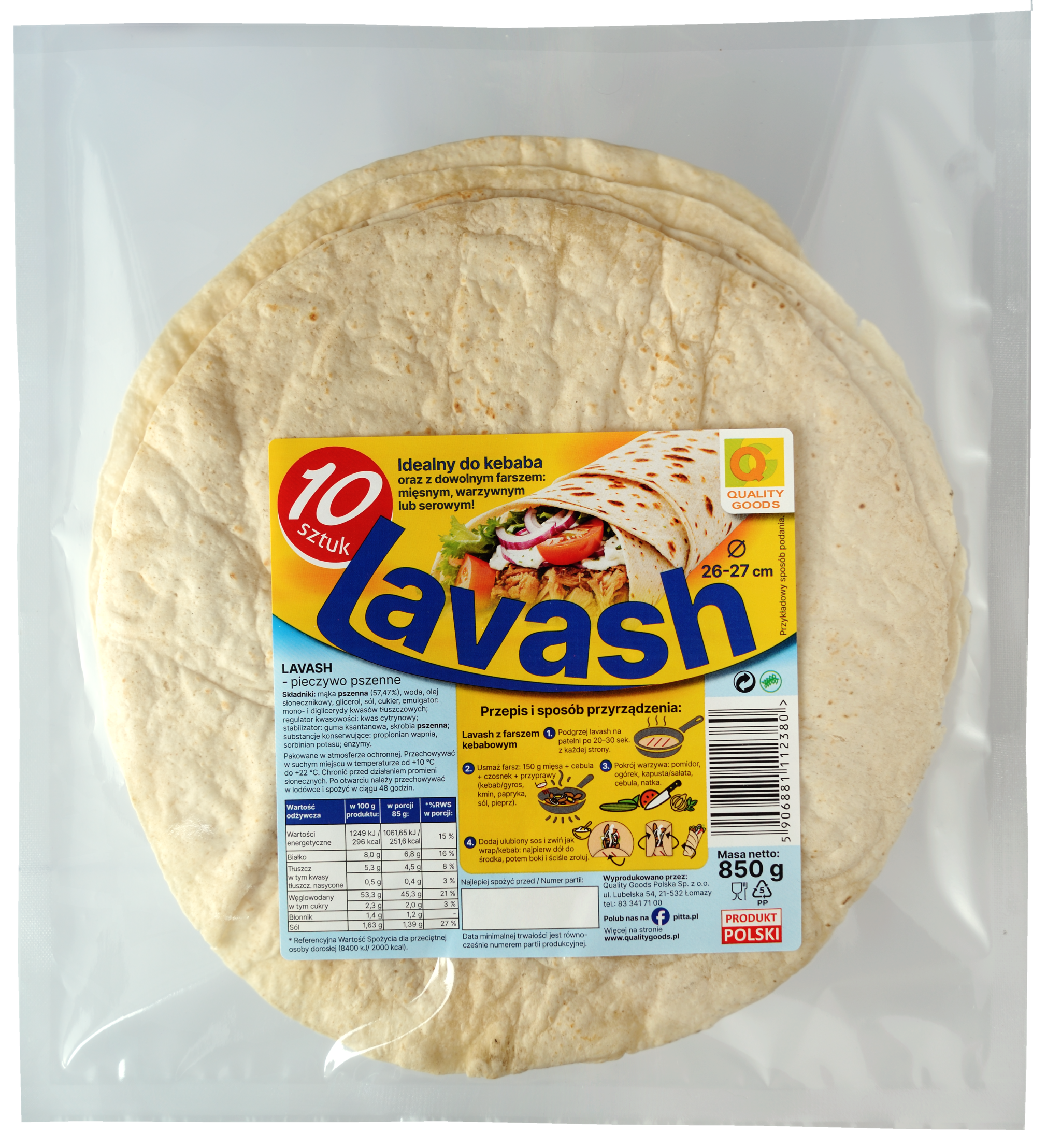 Quality Goods Pieczywo Pszenne Lavash 10 X 85 G