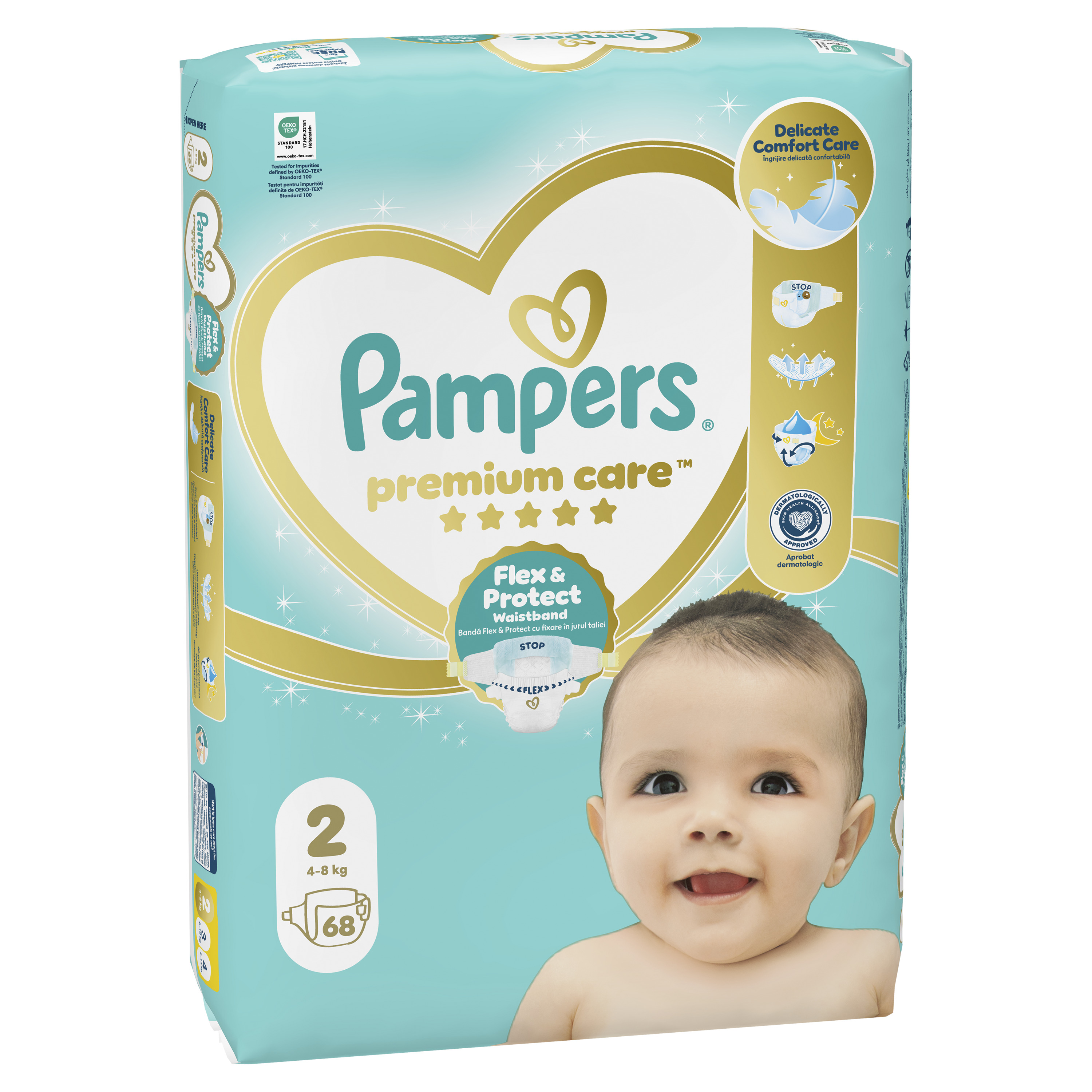 Pampers Premium Care Rozmiar 2, 68 Pieluszki, 4Kg-8Kg