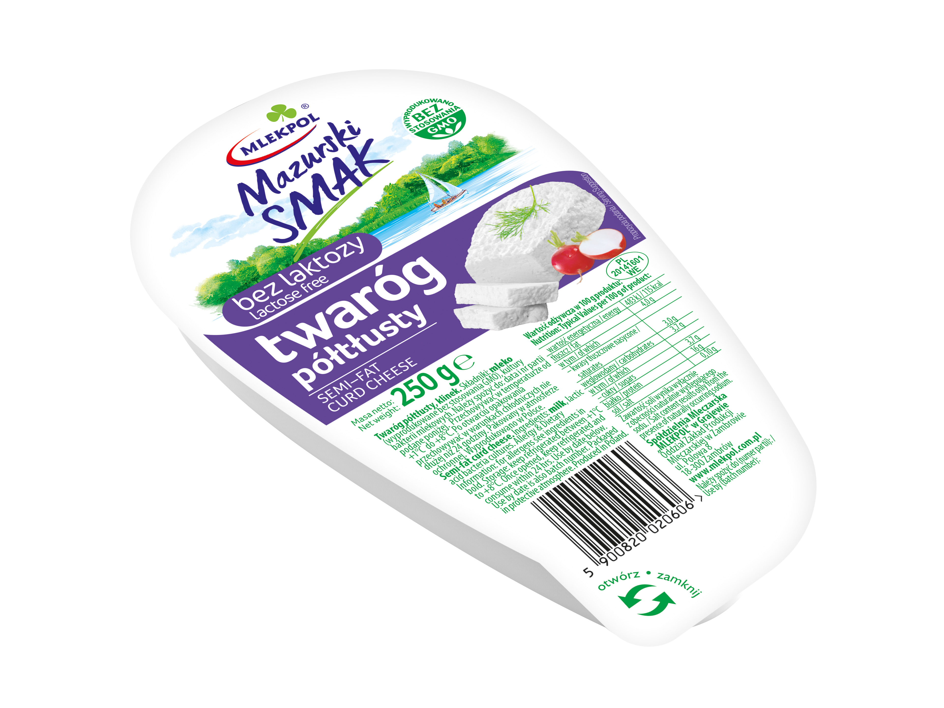 Twaróg Klinek Mazurski Smak 250G Półtłusty Bez Laktozy