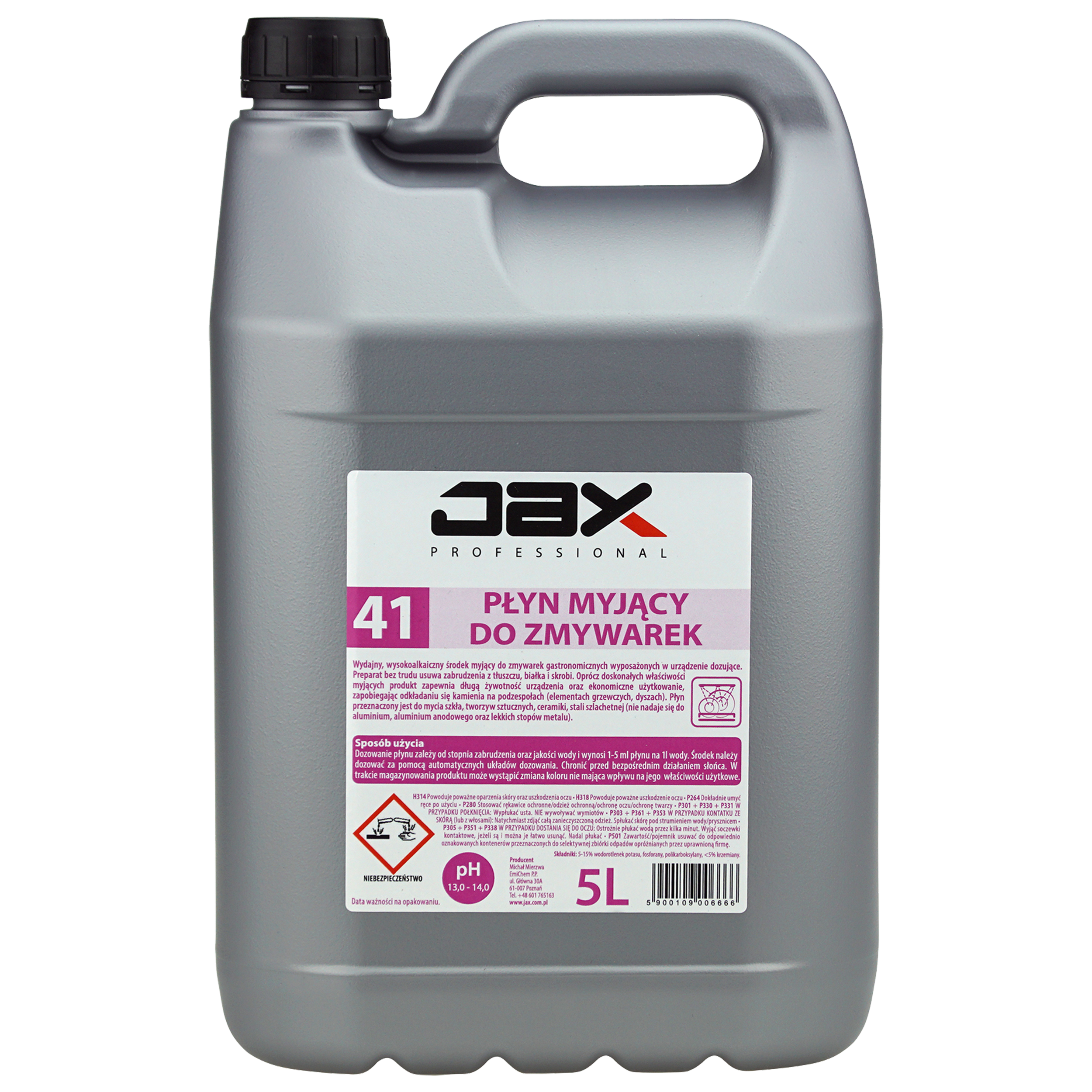 Jax Professional Płyn Myjący Do Zmywarek Bez Chloru „41” 5L