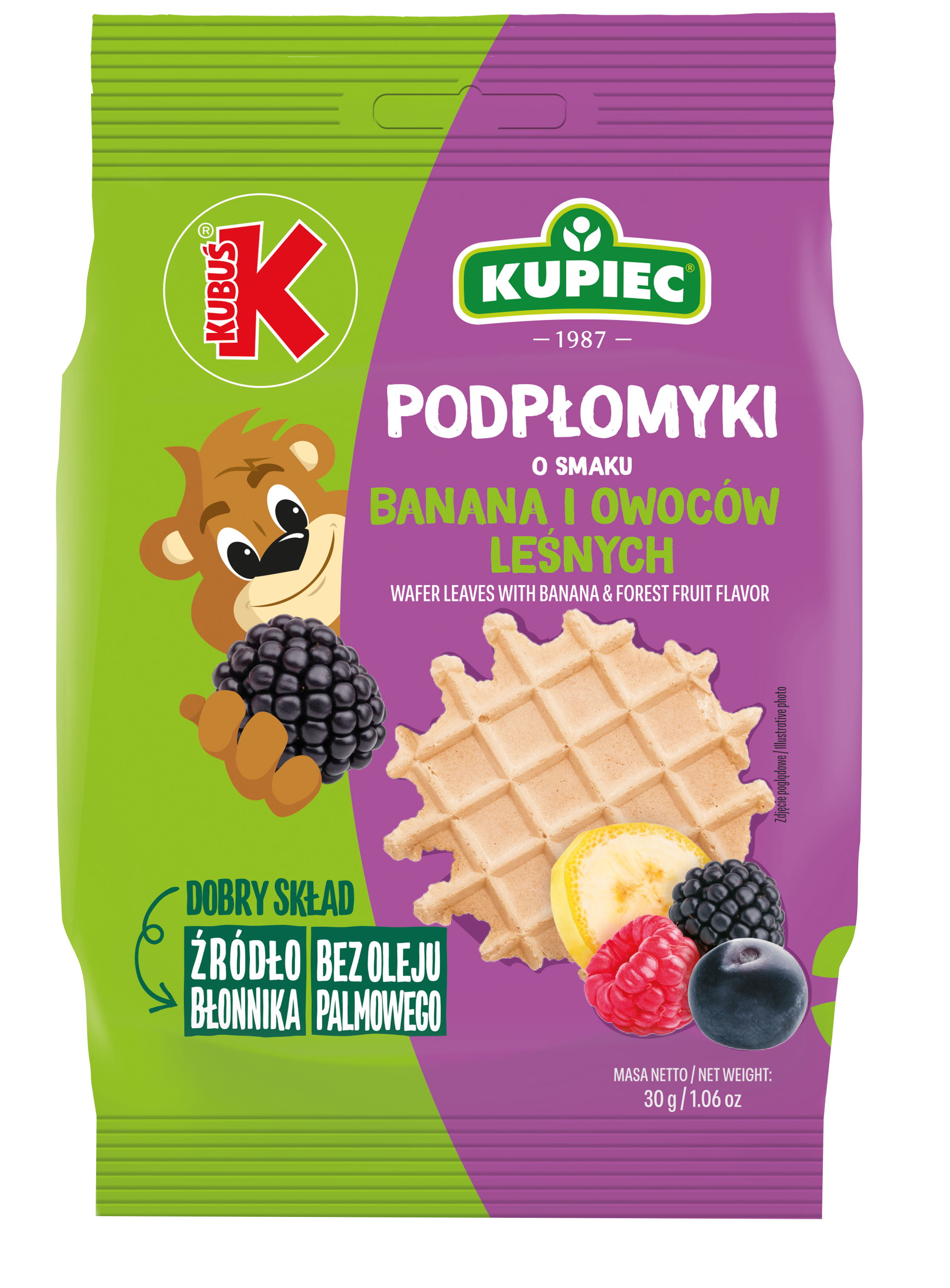 Kupiec & Kubuś Podpłomyki Mini O Smaku Banana I Owoców Leśnych 30G