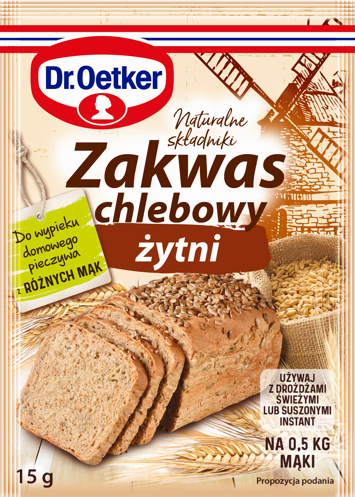 Dr. Oetker Zakwas Żytni W Proszku Do Wypieku Pieczywa, Nieaktywny 15 G