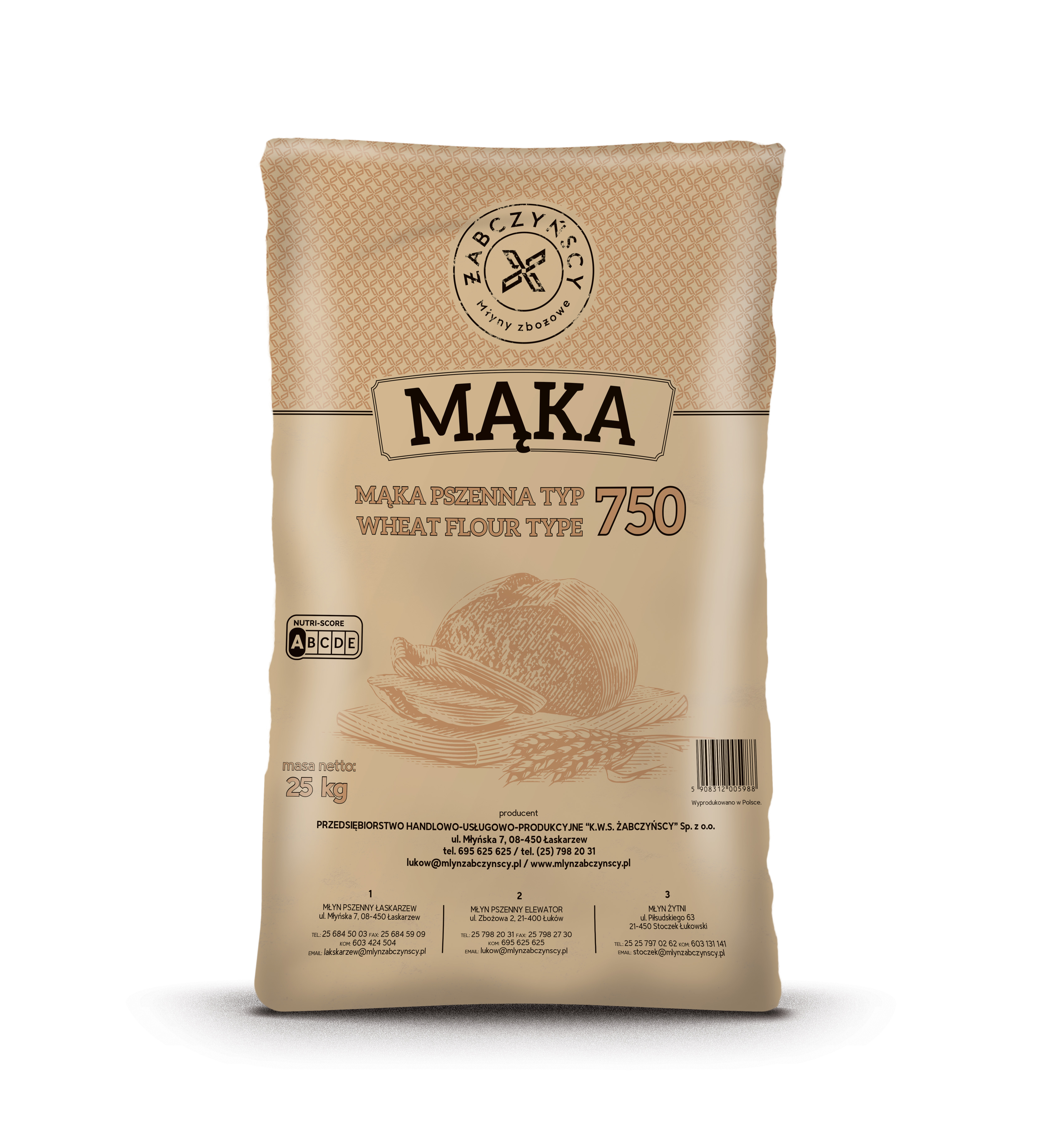 Mąka Pszenna Chlebowa Żabczyńscy Typ 750 - 25Kg