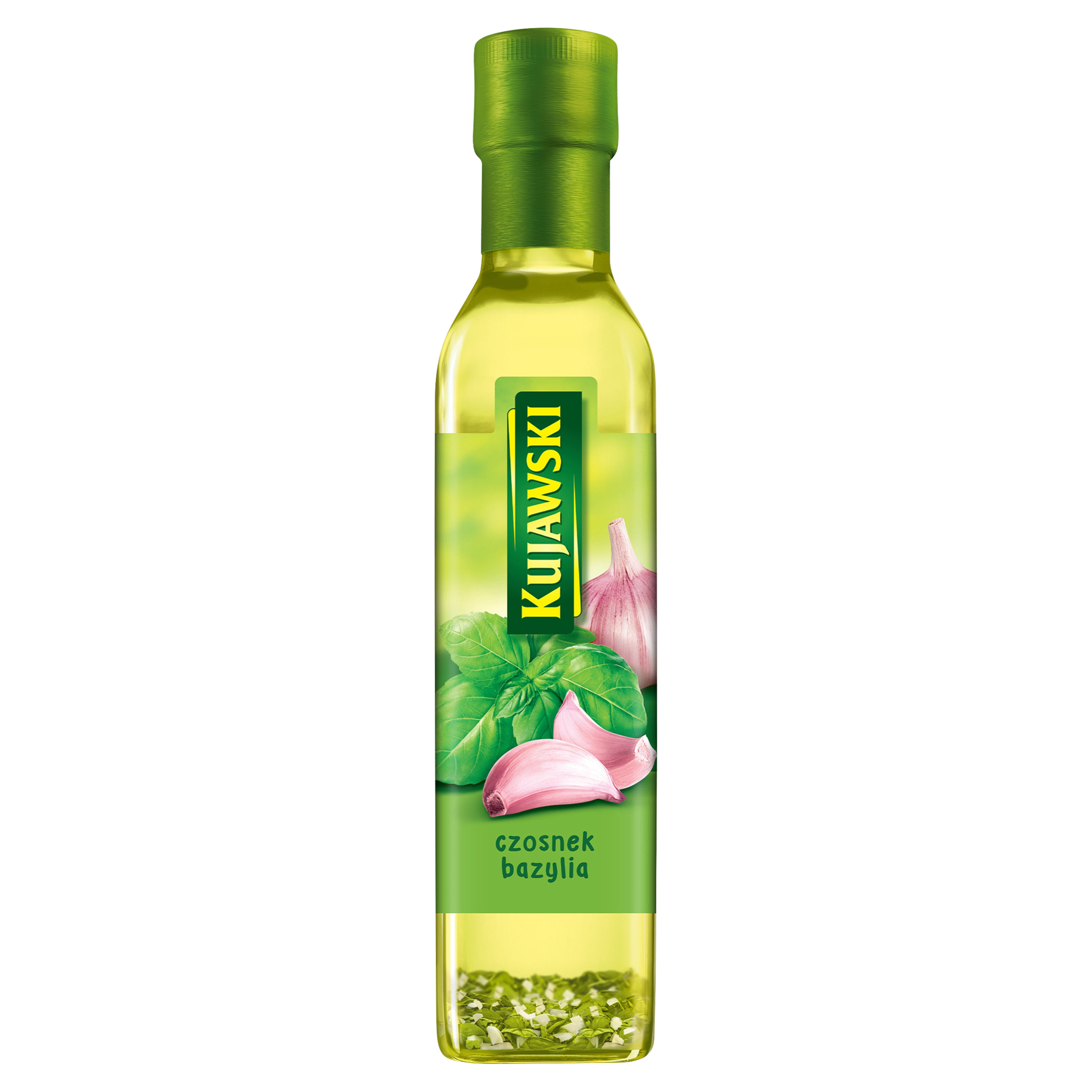 Kujawski Olej Rzepakowy Z Pierwszego Tłoczenia Z Czosnkiem I Bazylią 250 Ml