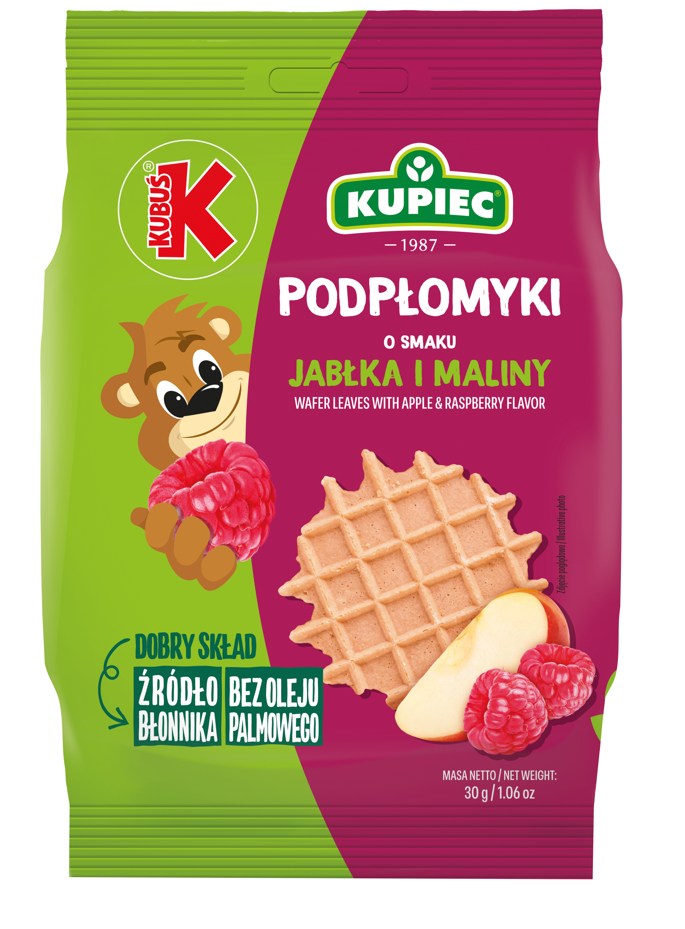 Kupiec & Kubuś Podpłomyki Mini O Smaku Jabłka I Maliny 30G