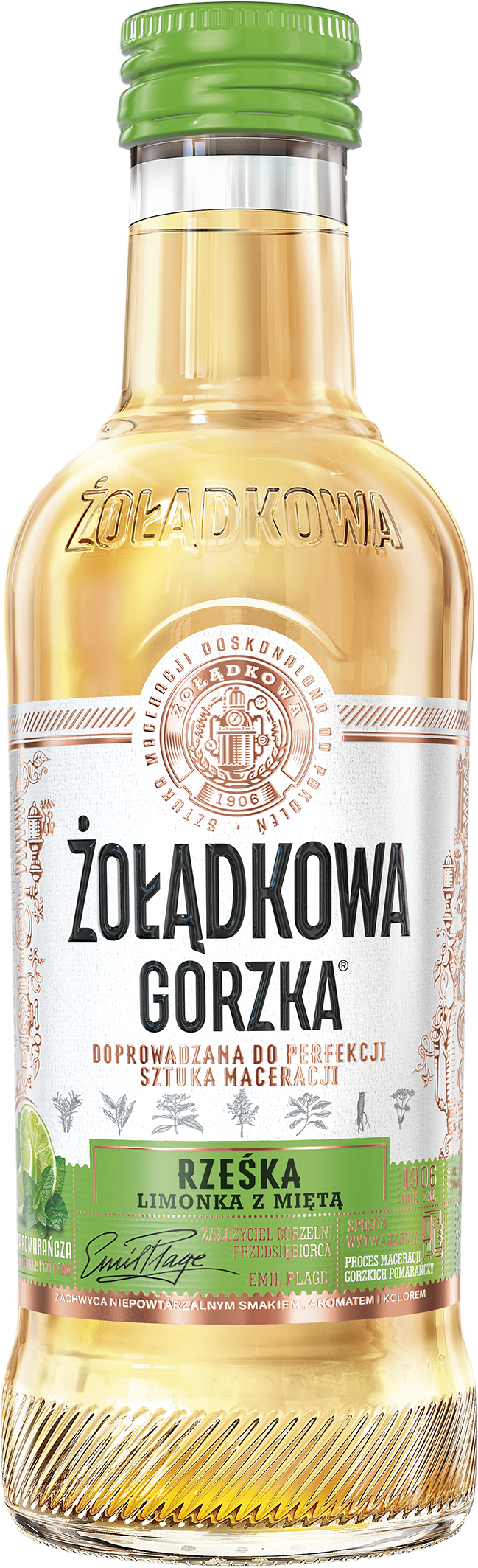 Żołądkowa Gorzka Likier Limonkowy Z Miętą 200 Ml 25%