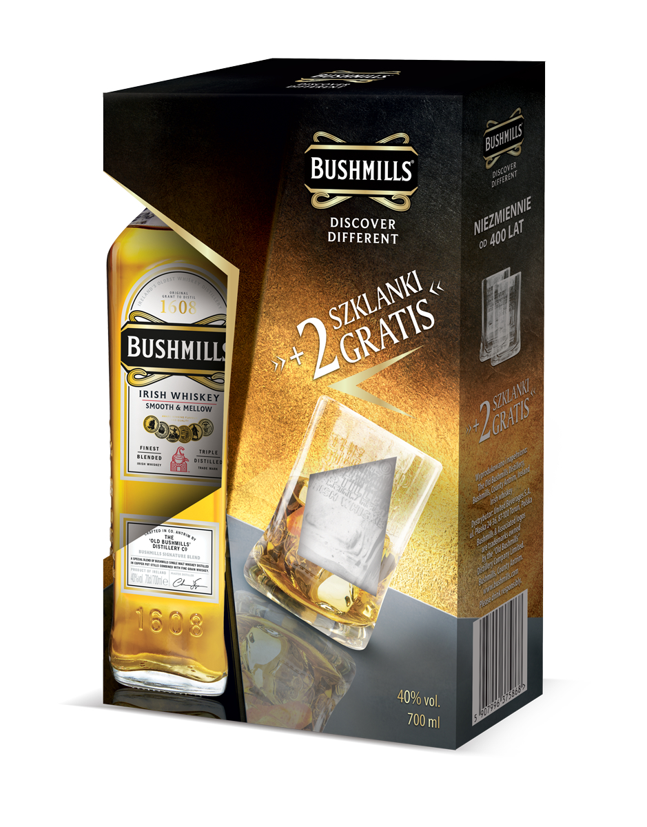 Irish Whiskey Bushmillls Original 40% 700Ml + 2 Szklanki