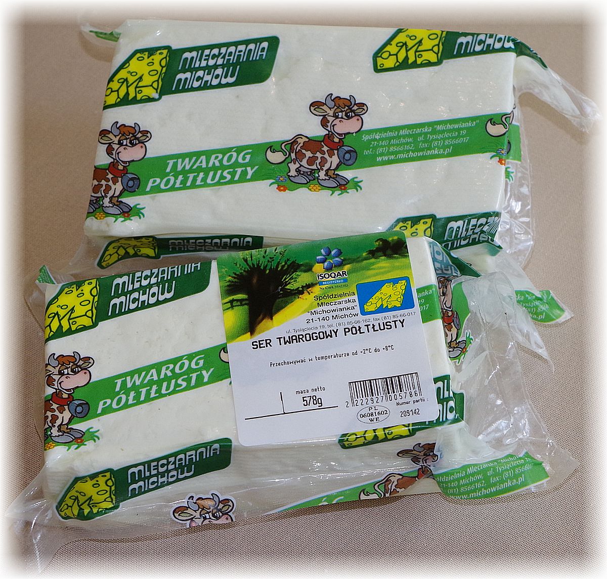 Twaróg Półtłusty Duża Kostka Folia Michowianka Ok. 1 Kg
