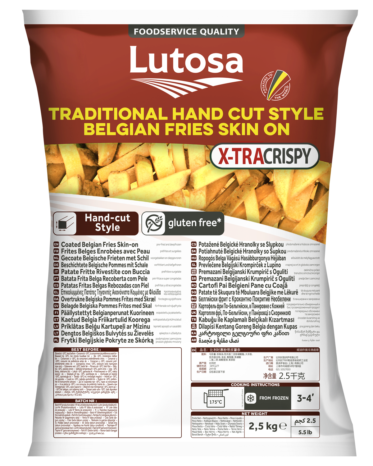 Lutosa Frytki Belgijskie Ze Skórką 12-12 X-Tra Crispy 2,5 Kg