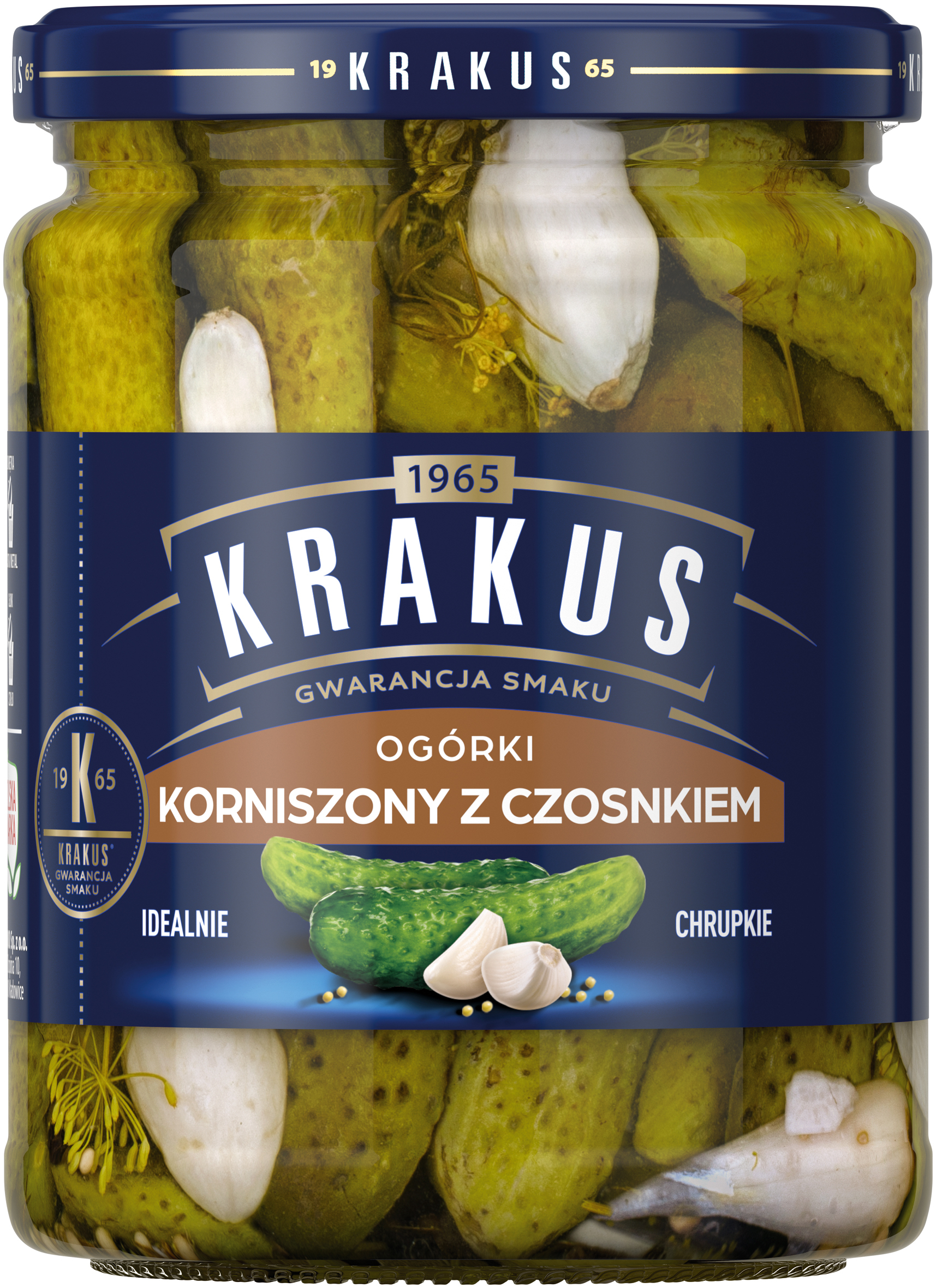 Krakus Ogórki Korniszony Z Czosnkiem 500 G