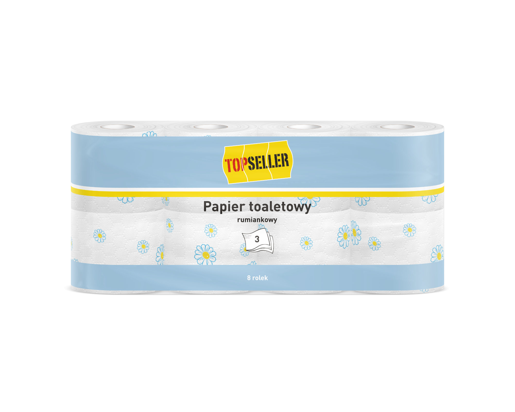 Topseller Papier Toaletowy 8R 150L 3W100 % Celuloza Decor Rumianek