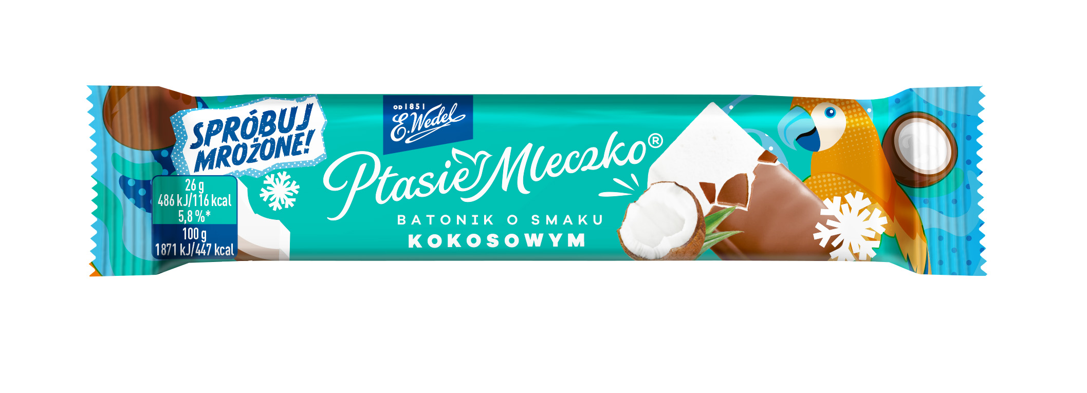 E.Wedel Batonik Ptasie Mleczko Kokos W Czekoladzie Mlecznej 26G