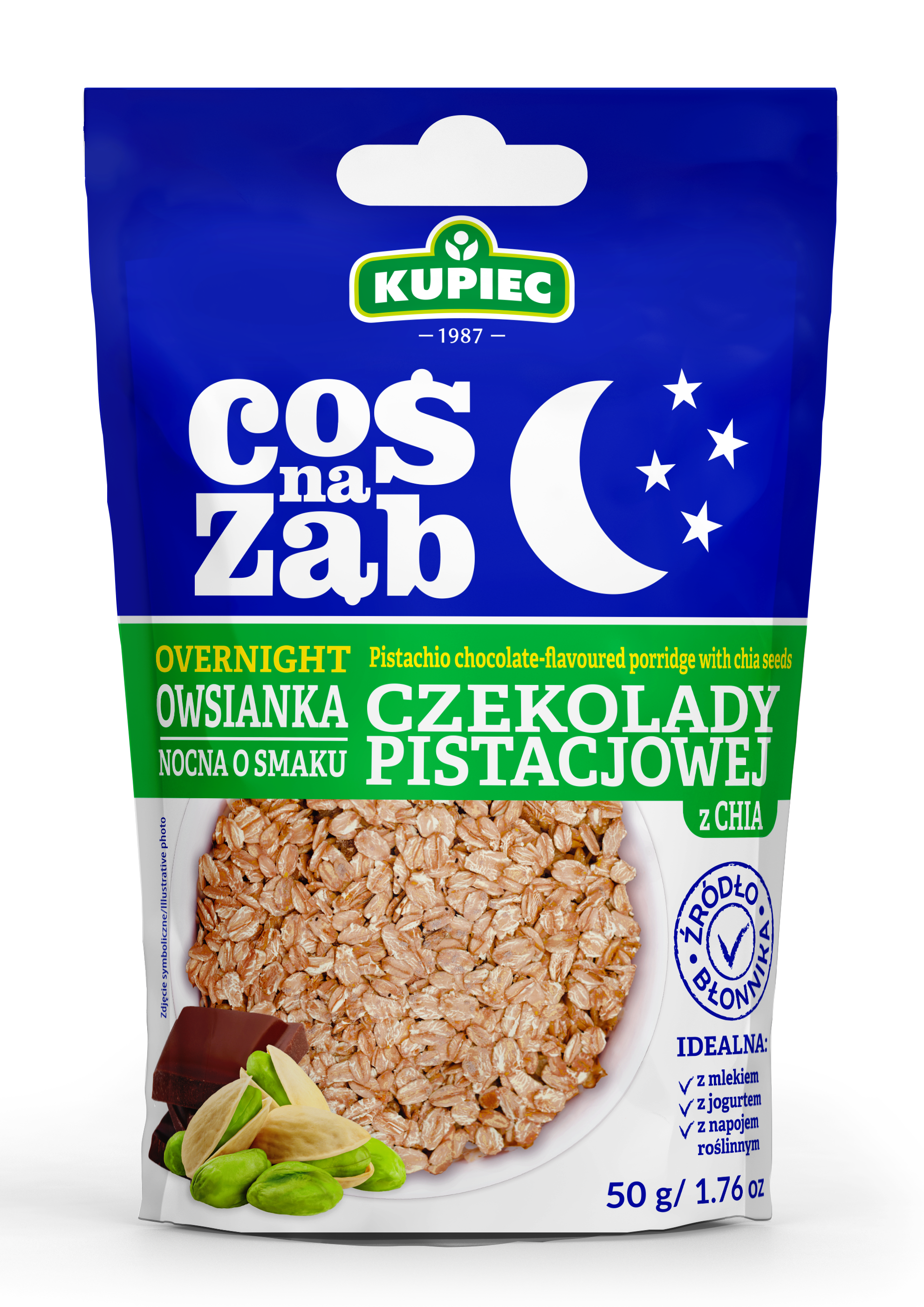 Kupiec Owsianka Nocna O Smaku Czekolady Pistacjowej Z Chia 50G