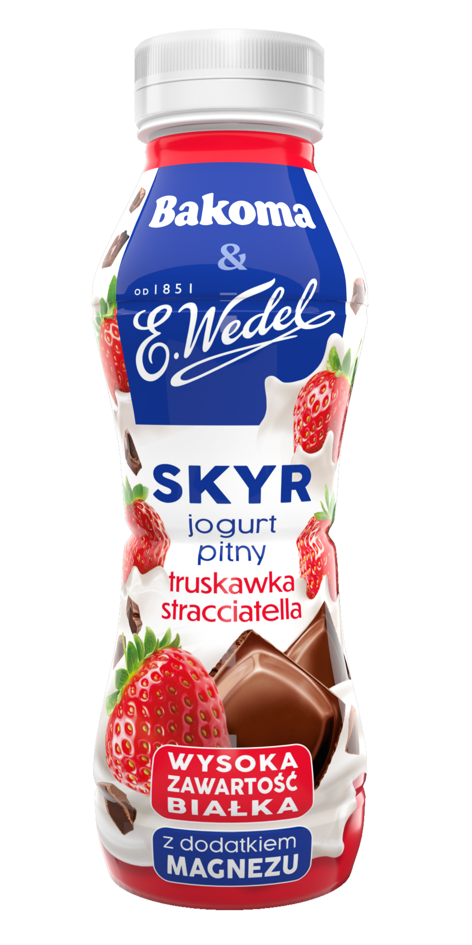 Bakoma&Wedel Skyr Jogurt Pitny Truskawka Stracciatella 300G Z Dodatkiem Magnezu