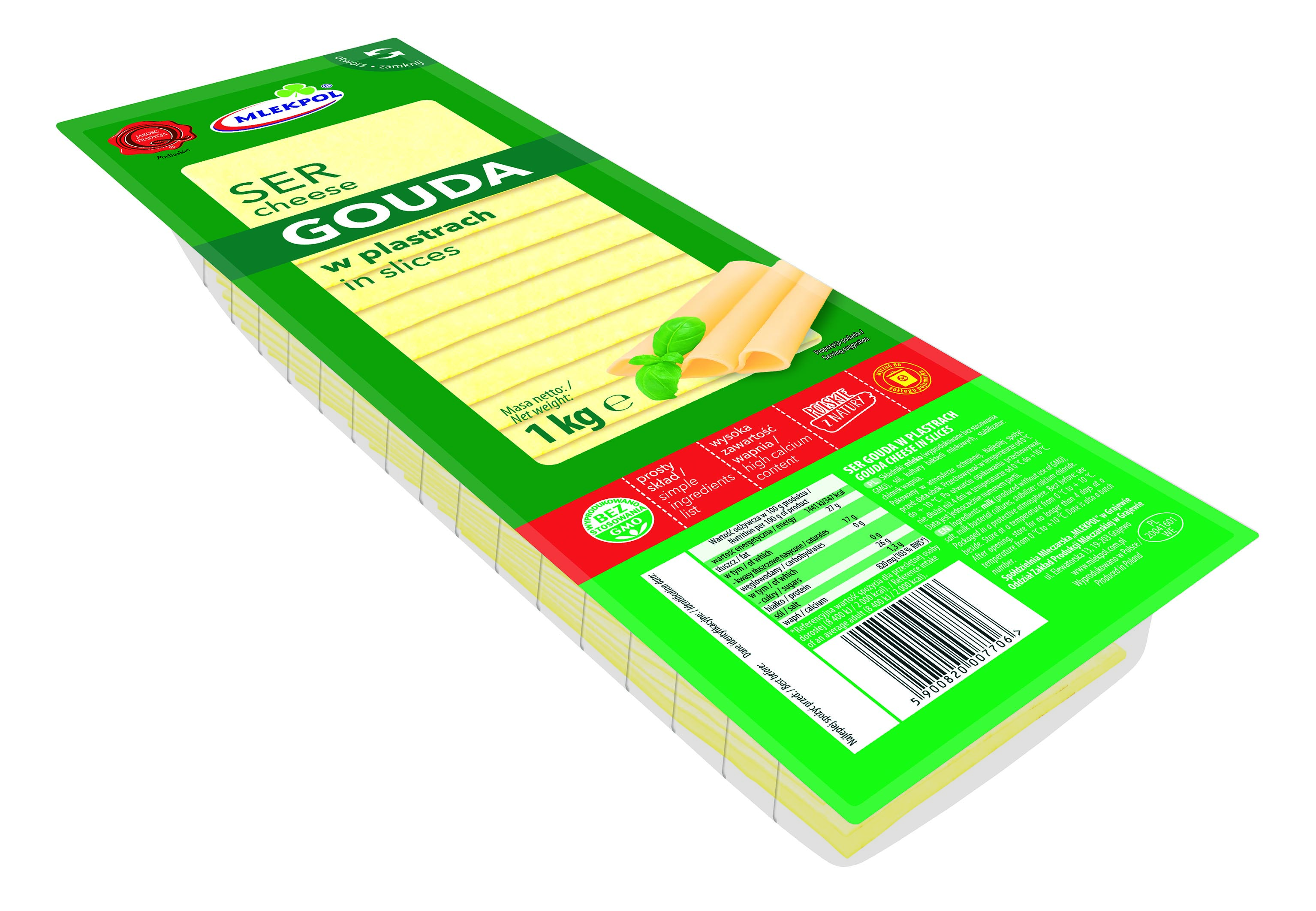 Ser Gouda W Plastrach 1Kg Mlekpol
