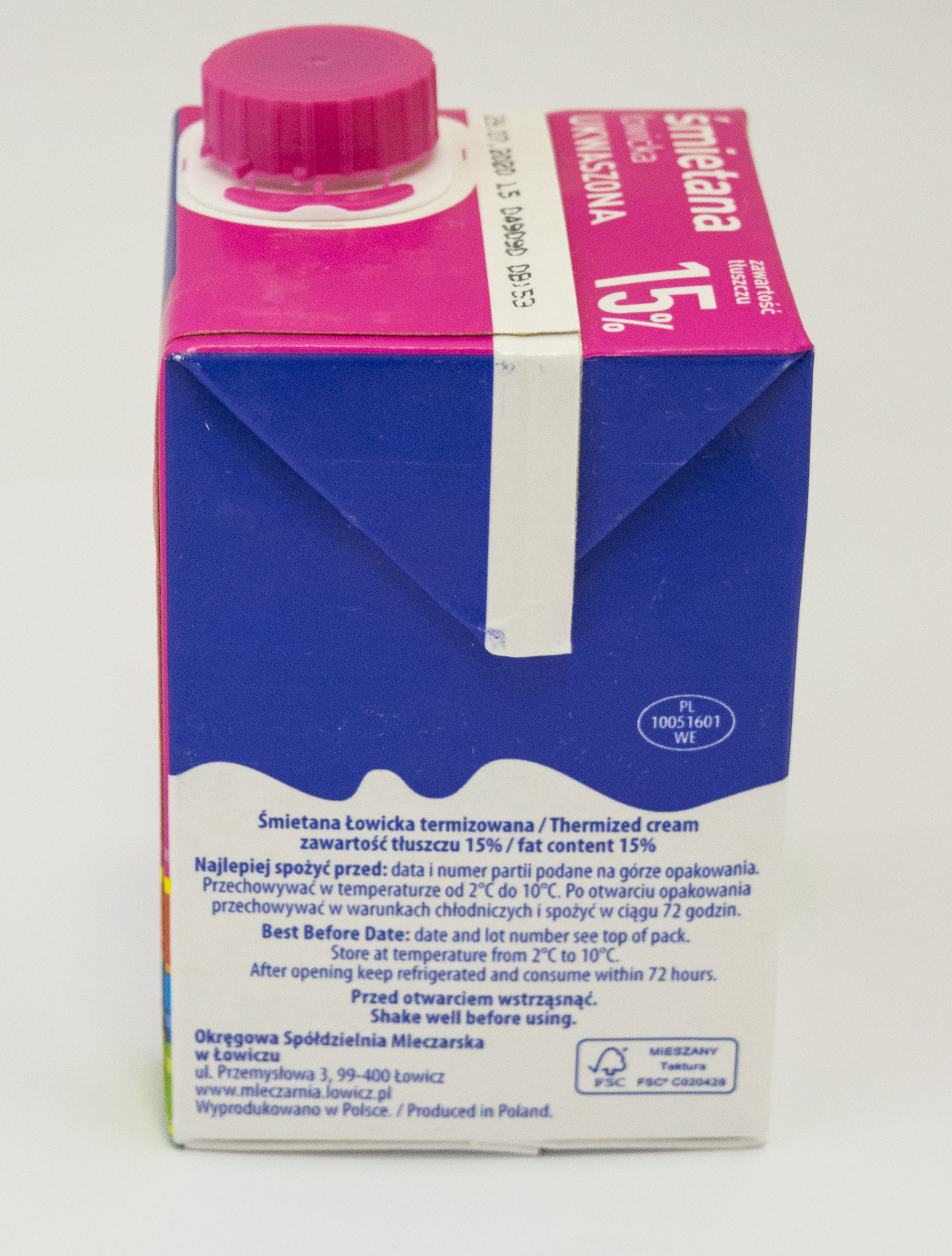 Śmietana Ukwaszona 15% 0,5L Łowicz