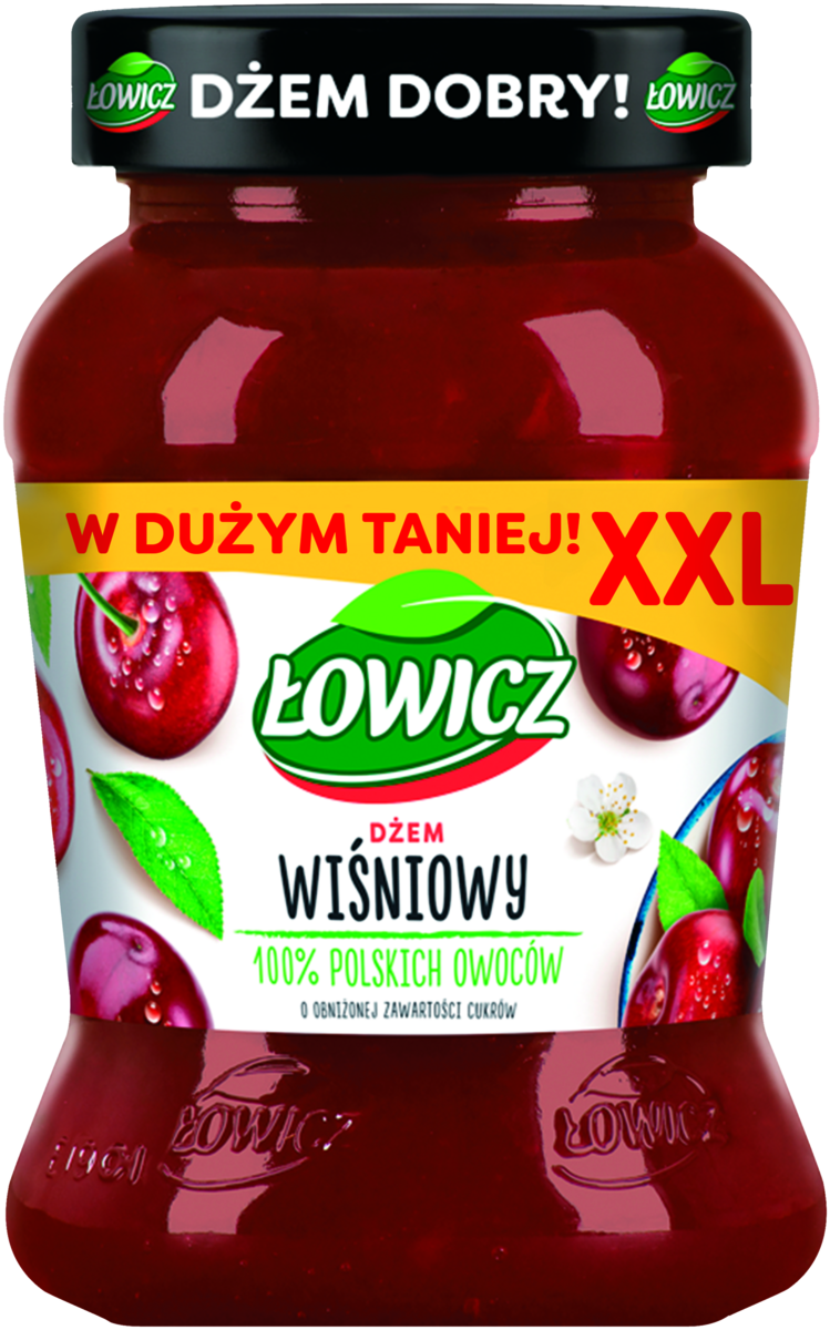 Łowicz Dżem Wiśniowy O Obniżonej Zawartości Cukrów 450 G