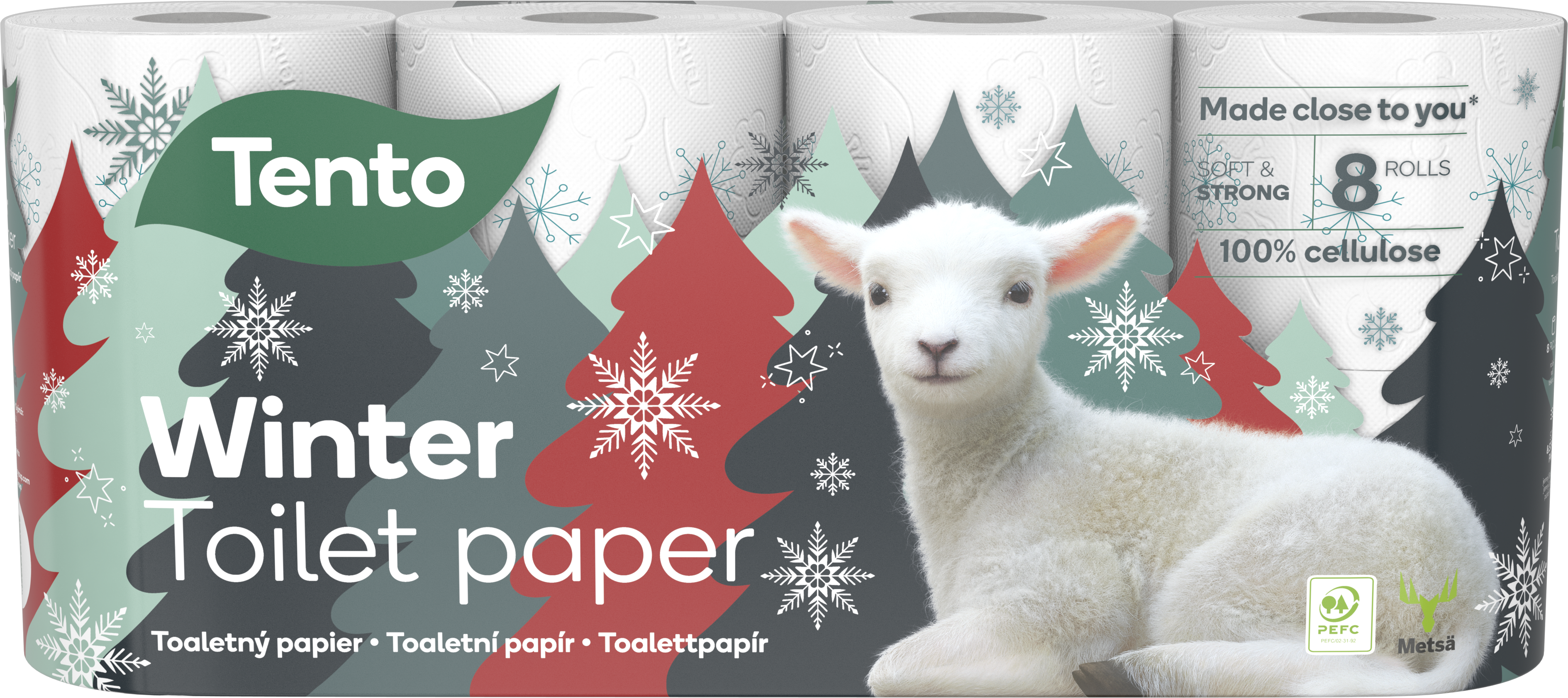 Tento Winter Decor Papier Toaletowy 3 Warstwowy 8 Rolek