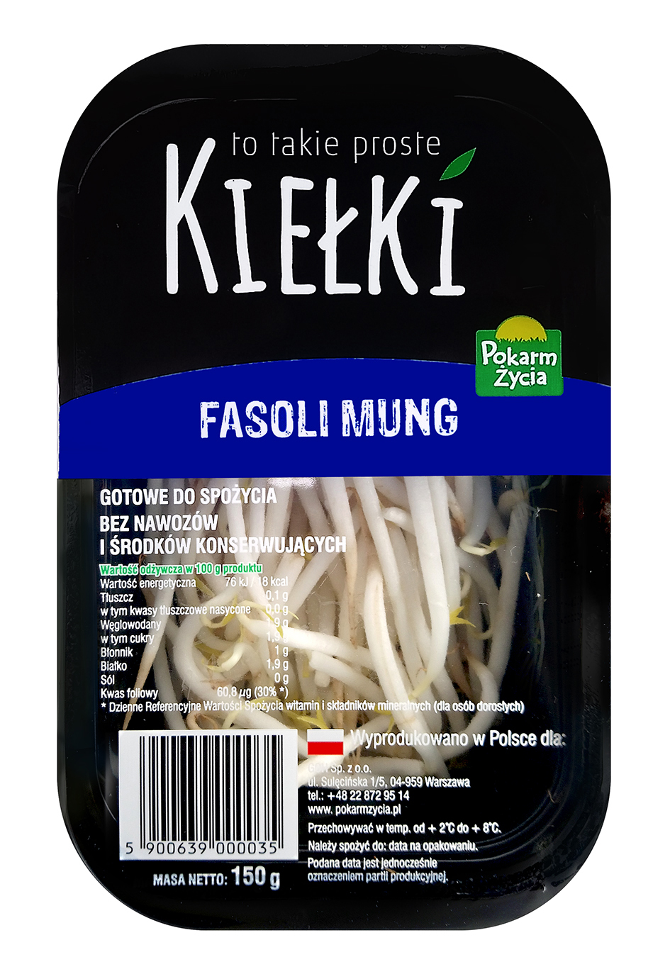 Kiełki Fasoli Mung Polska 150G Pokarm Życia