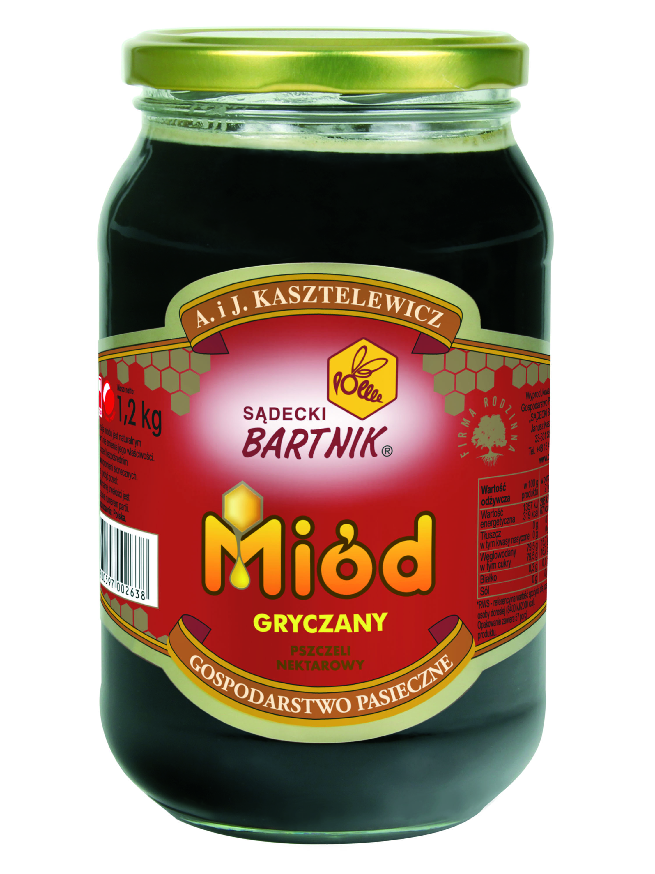 Sądecki Bartnik Miód Gryczany Pszczeli Nektarowy 1,2 Kg