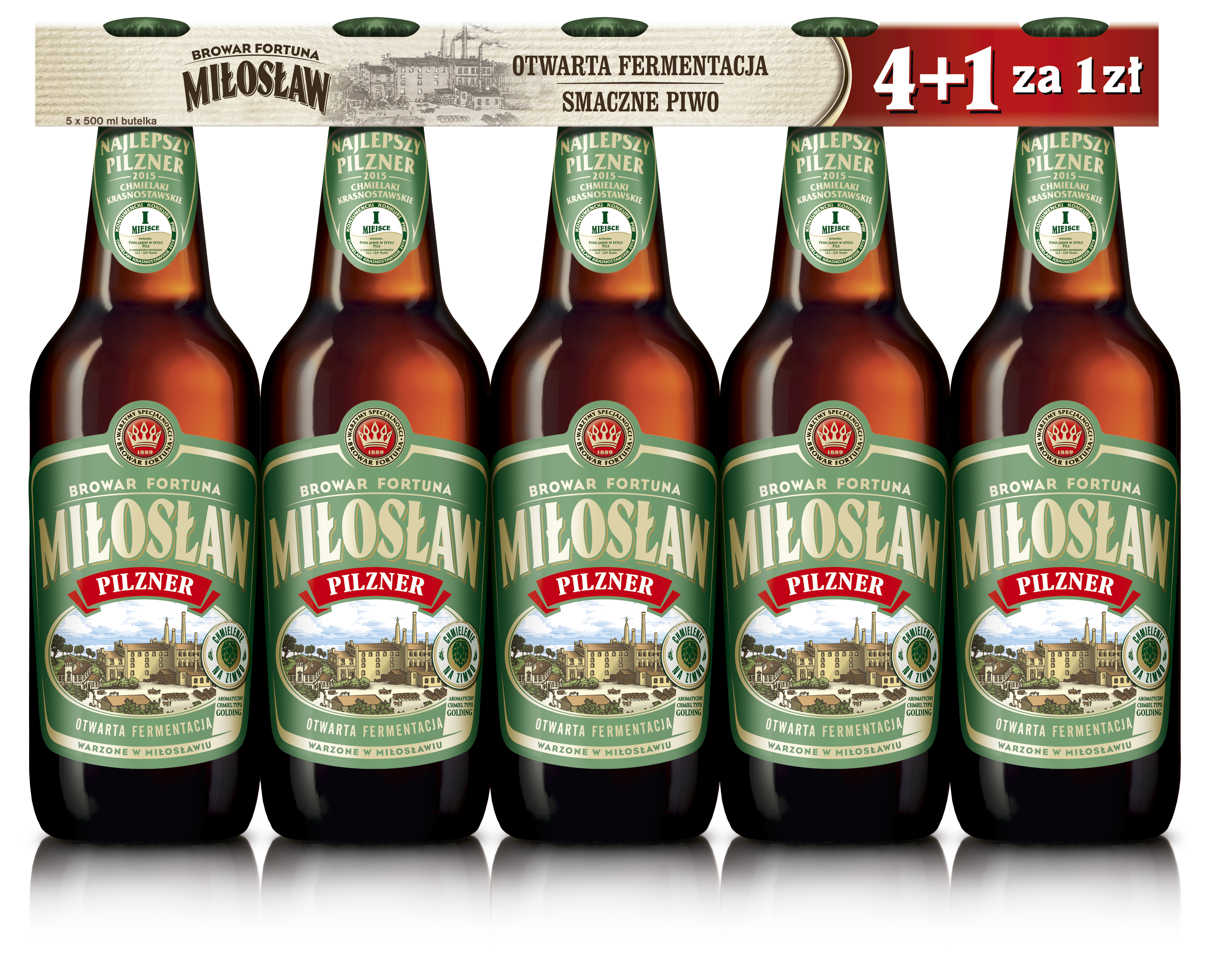 4X Miłosław Pilzner 500Ml + 1 Za 1Zł Butelka Zwrotna