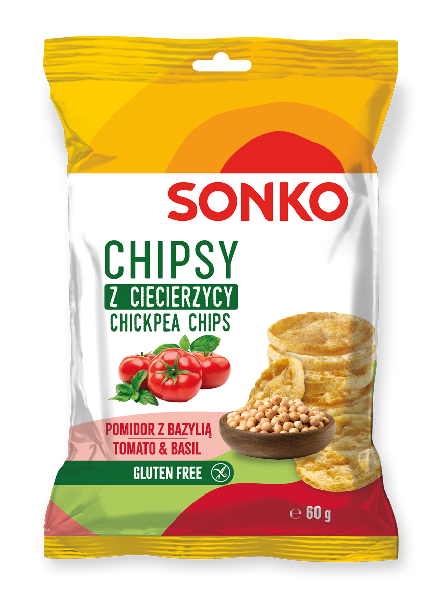 Sonko Chipsy Z Ciecierzycy O Smaku Pomidora Z Bazylią 60G