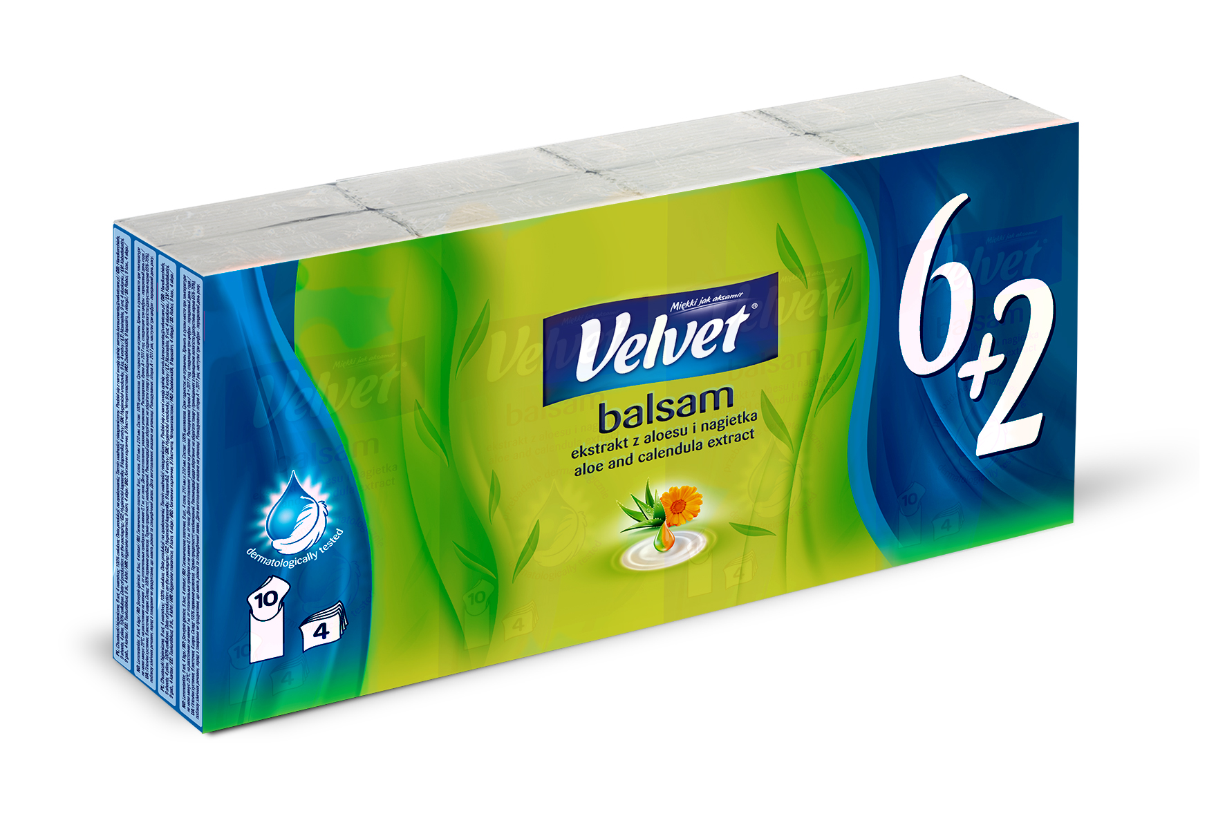 Chusteczki Higieniczne Velvet Balsam Ekstrakt Szt. 6+2