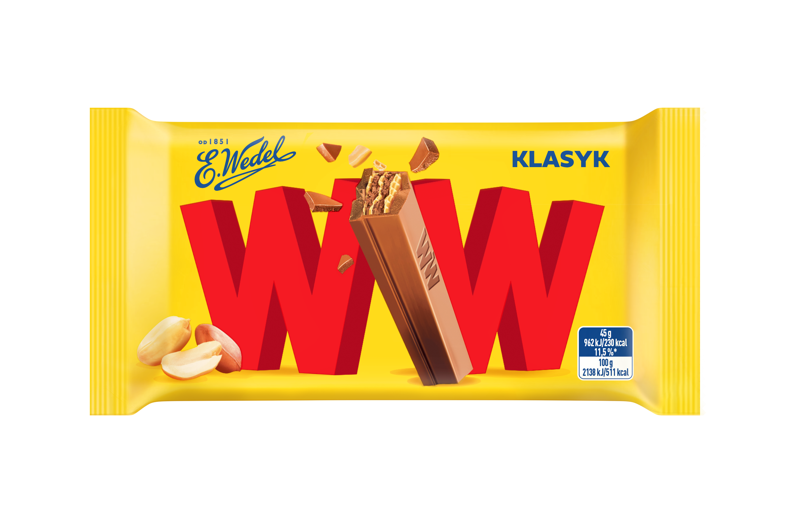 E.Wedel Ww Klasyk Mleczna Czekolada & Krem Orzechowy 45G