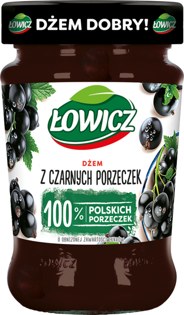 Łowicz Dżem Z Czarnych Porzeczek O Obniżonej Zawartości Cukrów 280 G