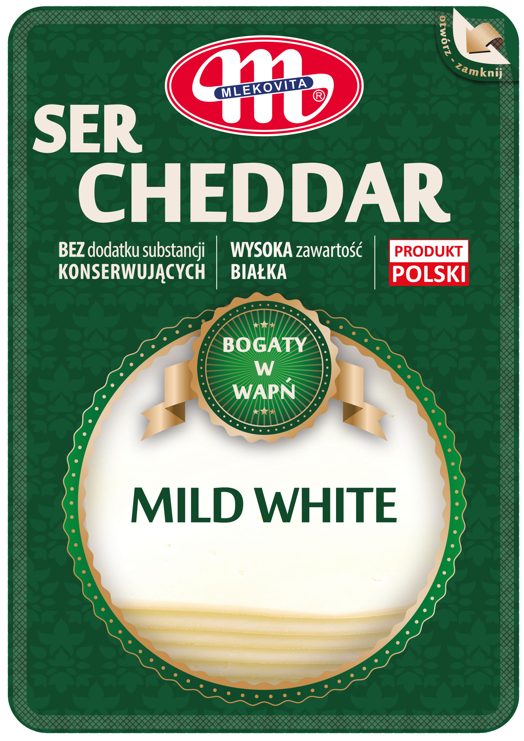 Mlekovita Ser Cheddar Mild White Plastry 300G