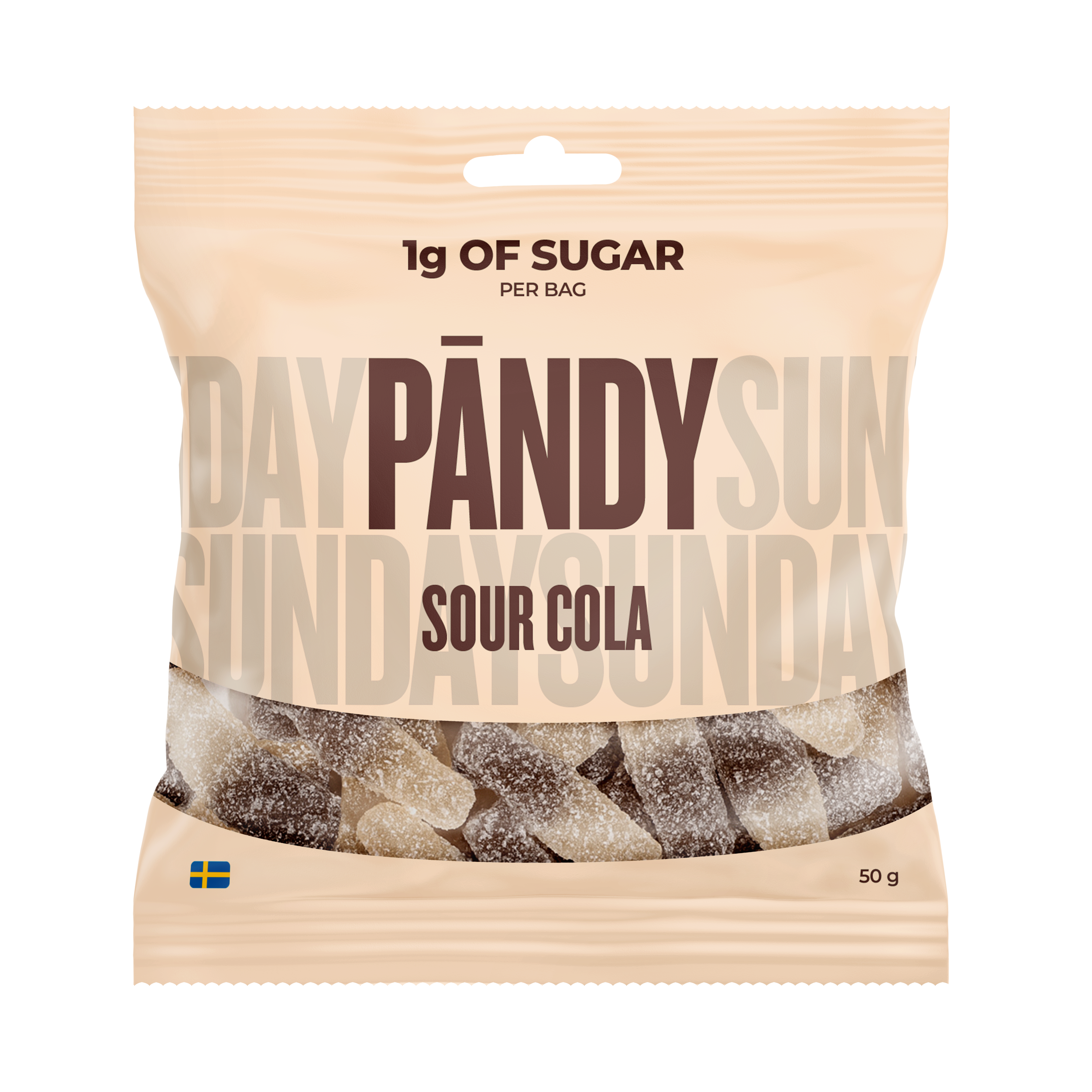 Pandy Sour Cola - Błonnikowe Żelki Bez Cukru 45% Mniej Kalorii, Kwaśna Cola 50G