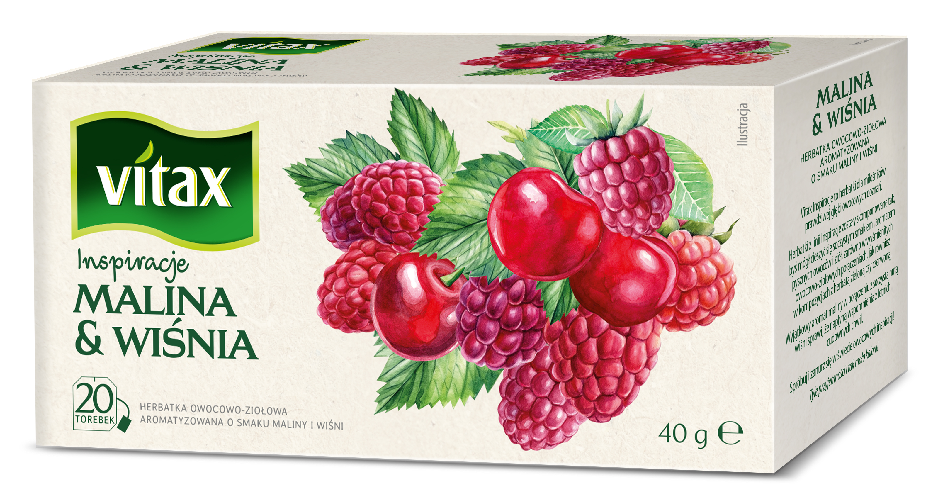 Herbata Vitax Inspiracje Malina&Wiśnia 20 Torebek X 2G