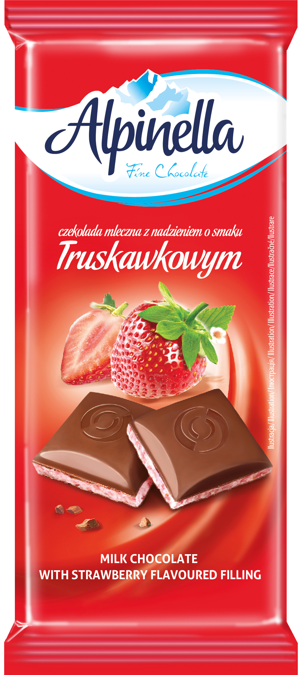Alpinella Czekolada Mleczna Z Nadzieniem O Smaku Truskawkowym 100 G