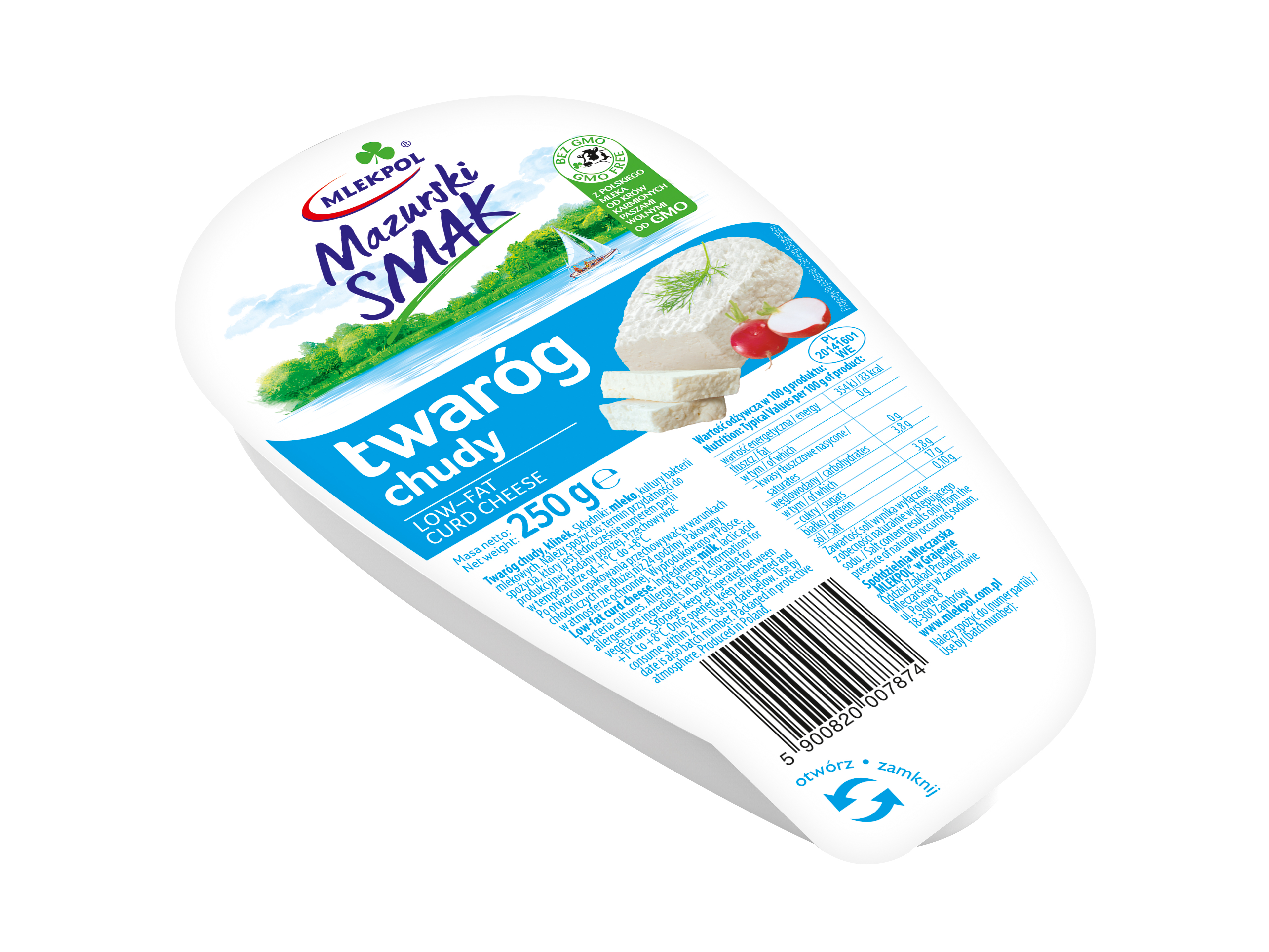 Twaróg Chudy Mazurski Smak Klinek 250G