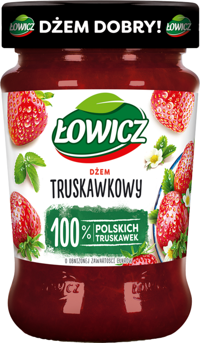 Łowicz Dżem Truskawkowy O Obniżonej Zawartości Cukrów 280 G