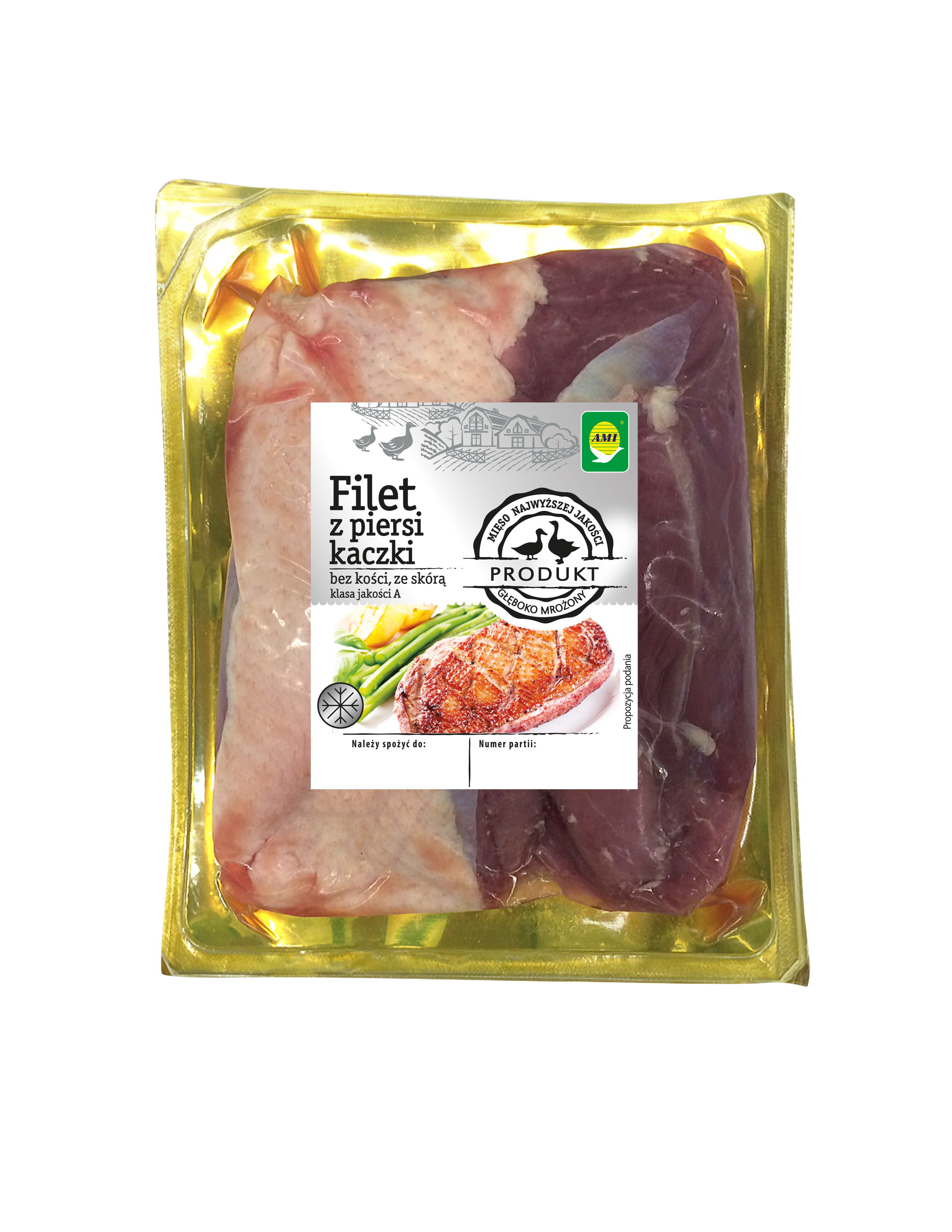 Filet Z Piersi Kaczki Bez Kości Ze Skórą Głęboko Mrożony Ami Ok. 0,48 Kg