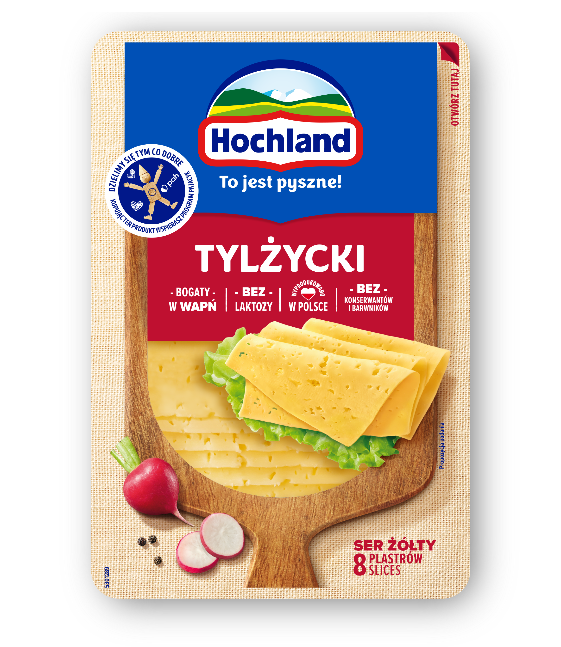 Hochland Tylżycki Ser Żółty W Plastrach. Ser Podpuszczkowy Dojrzewający 135 G
