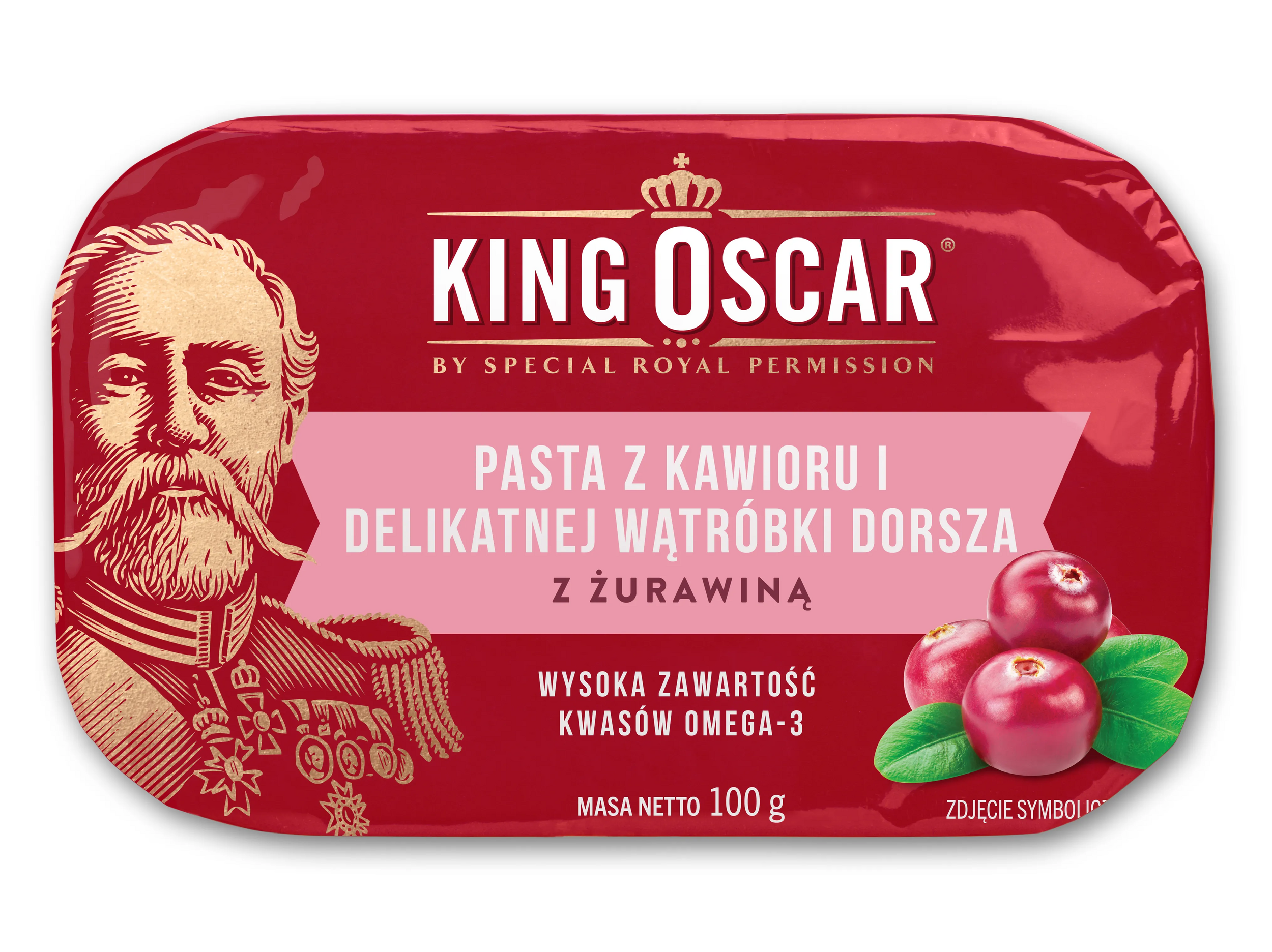 King Oscar Pasta Z Kawioru I Delikatnej Wątróbki Dorsza Z Żurawiną 100G