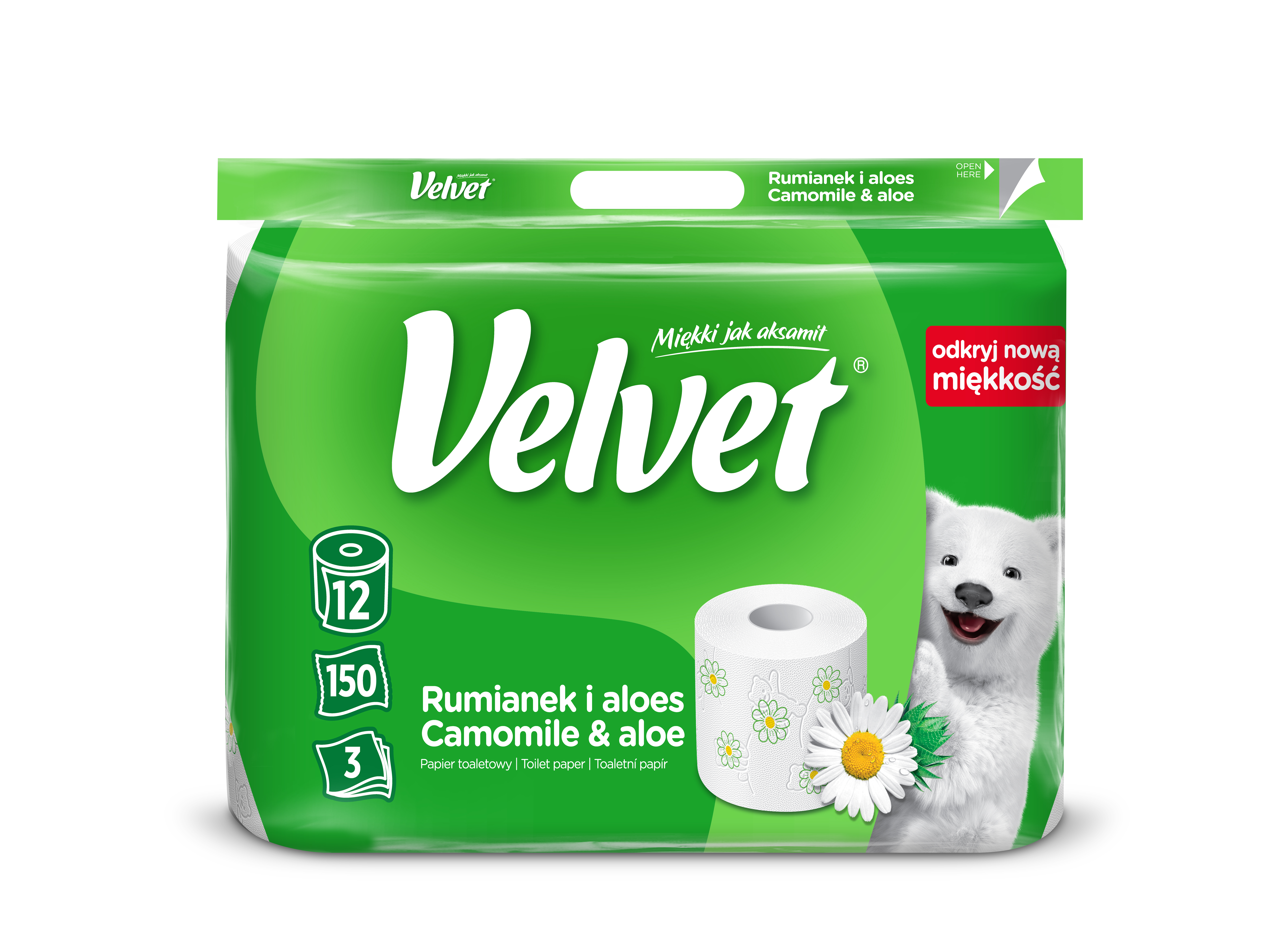 Papier Toaletowy Velvet Rumianek I Aloes 12 Rolek, 3 Warstwy