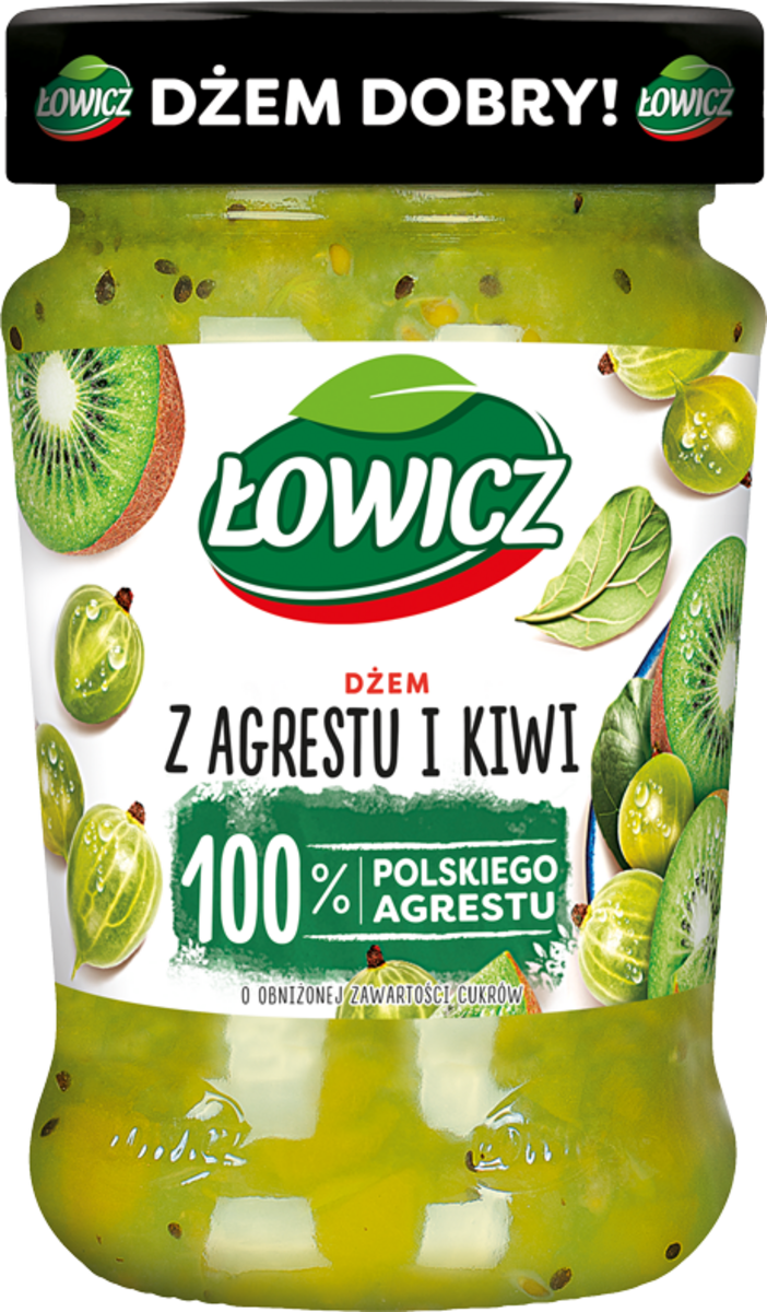 Łowicz Dżem Z Agrestu I Kiwi O Obniżonej Zawartości Cukrów 280 G