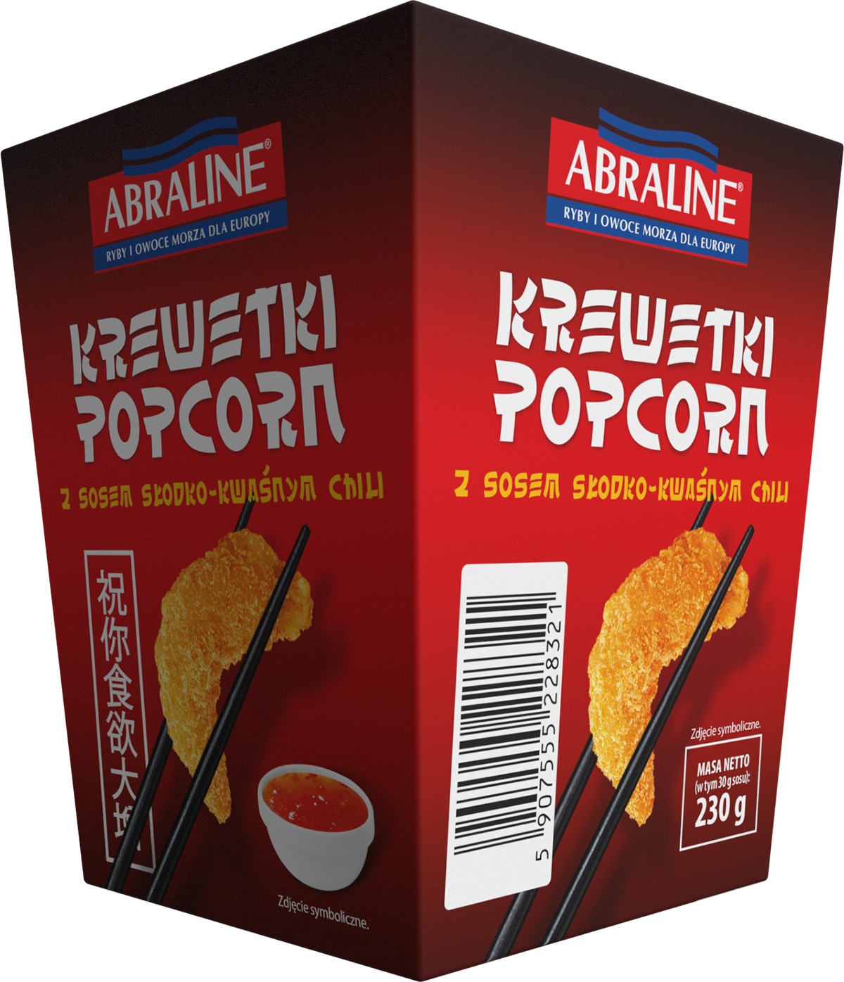 Abraline Krewetki Popcorn Z Sosem Słodko-Kwaśnym Chili 230G