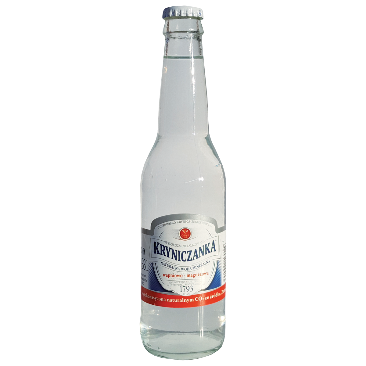 Kryniczanka Wysokozmineralizowana Naturalna Woda Mineralna Wapniowo-Magnezowa Wysokonasycona Naturalnym Co2 Ze Źródła "Zuber" 0,33 L