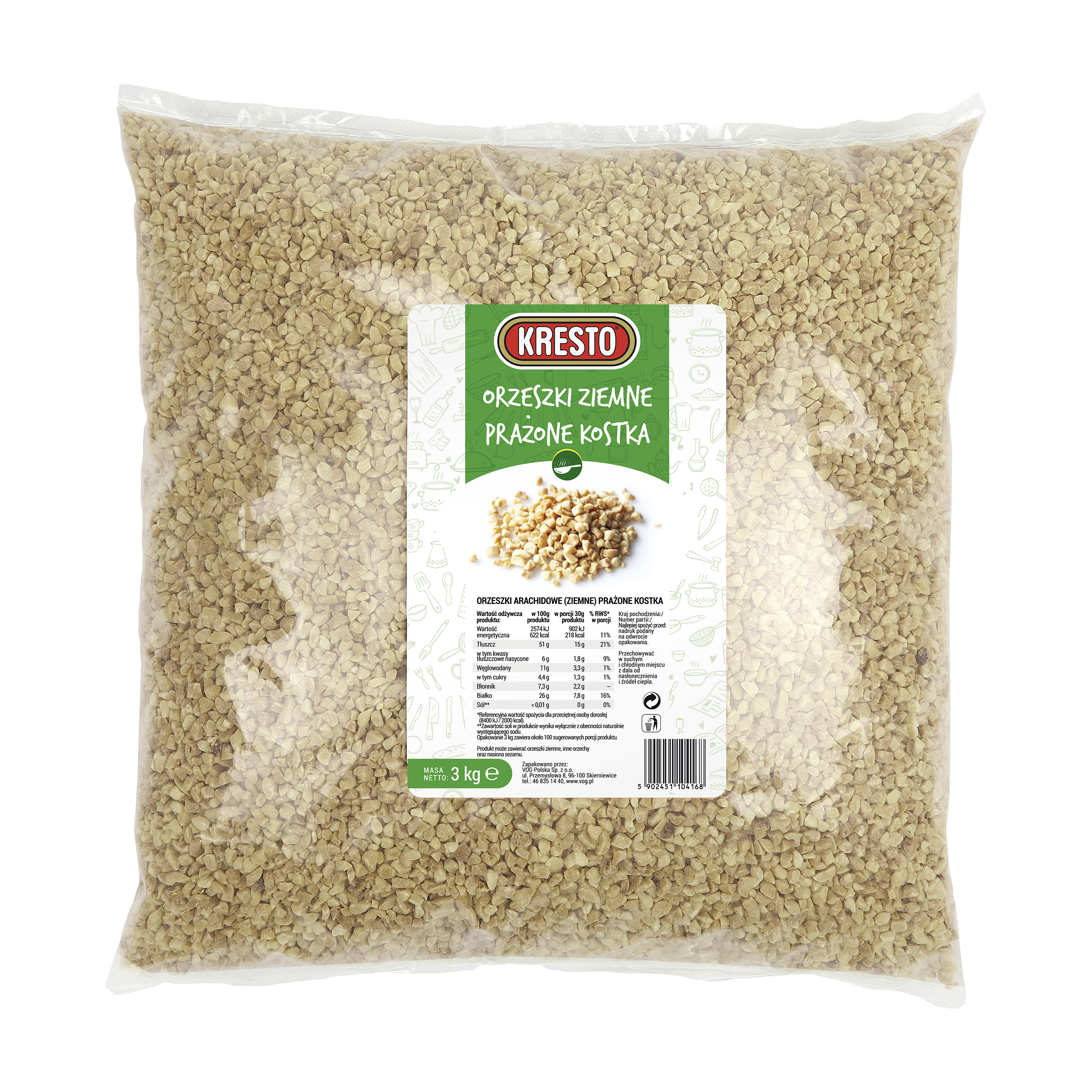 Kresto Orzeszki Arachidowe (Ziemne) Prażone Kostka 3 Kg