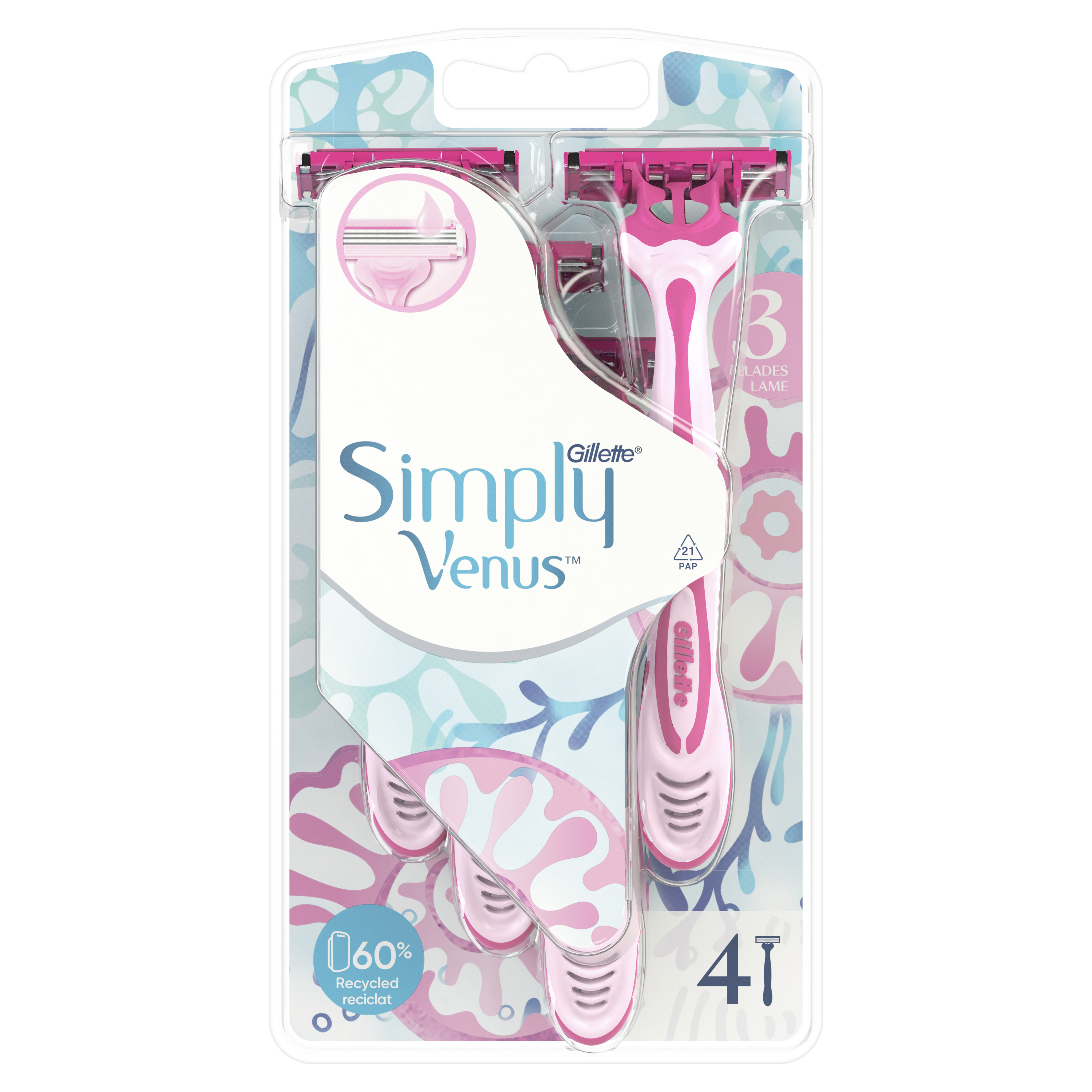 Gillette Simply Venus 3 Maszynki Jednorazowe Do Golenia 4 Szt.