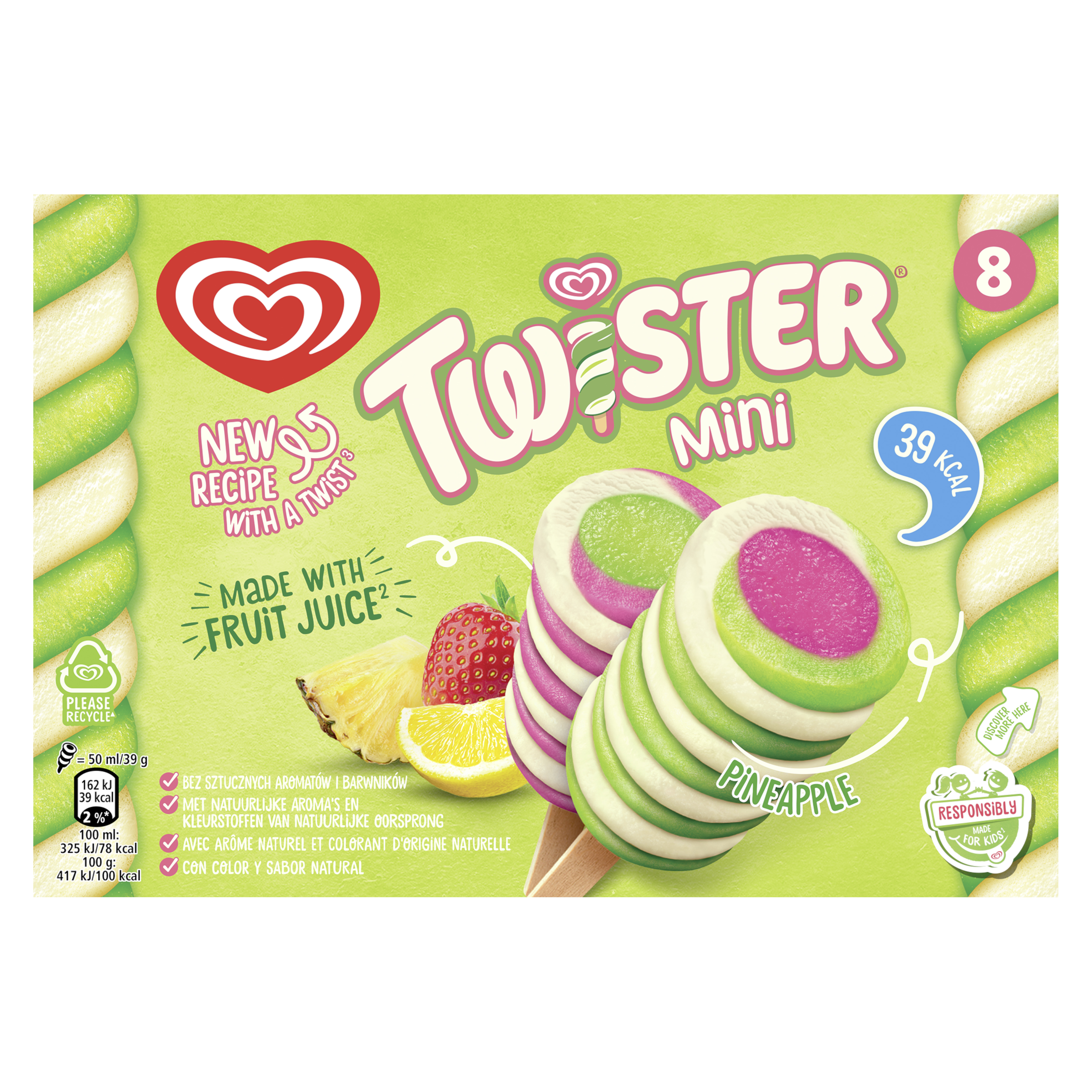 Lody Twister Green Mini Multipack 8X50Ml